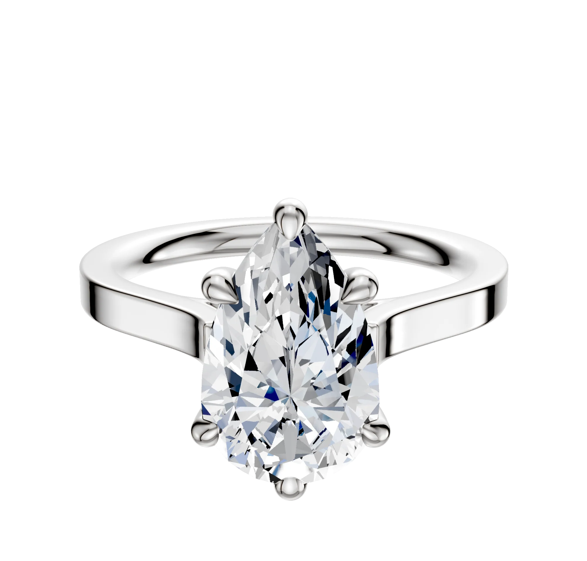 18K White Gold 6 Prong Basket Cathedral Flat 2.0mm Engagement Ring