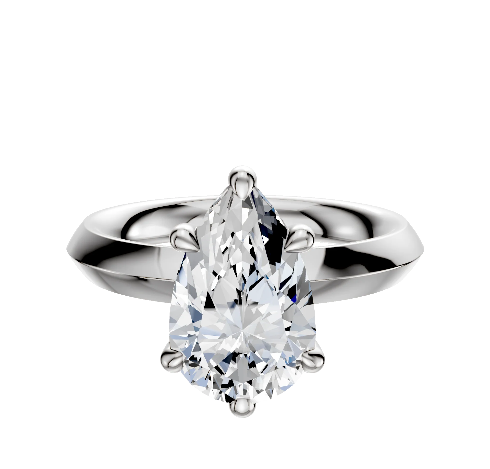 18K White Gold 6 Prong Basket Classic Knife Edge 3.0mm Engagement Ring