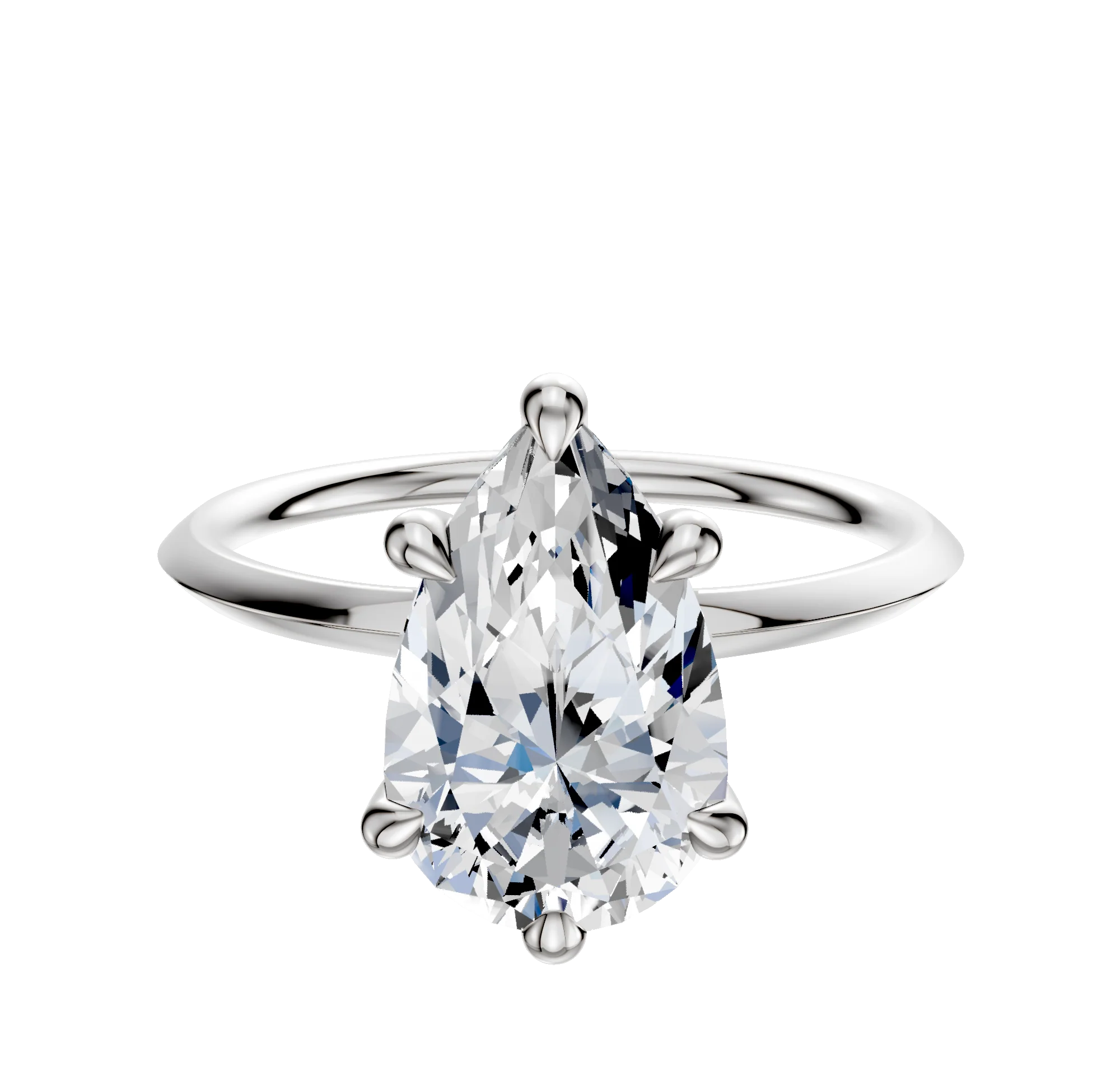 18K White Gold 6 Prong Hidden Halo Classic Knife Edge 1.5mm Engagement Ring