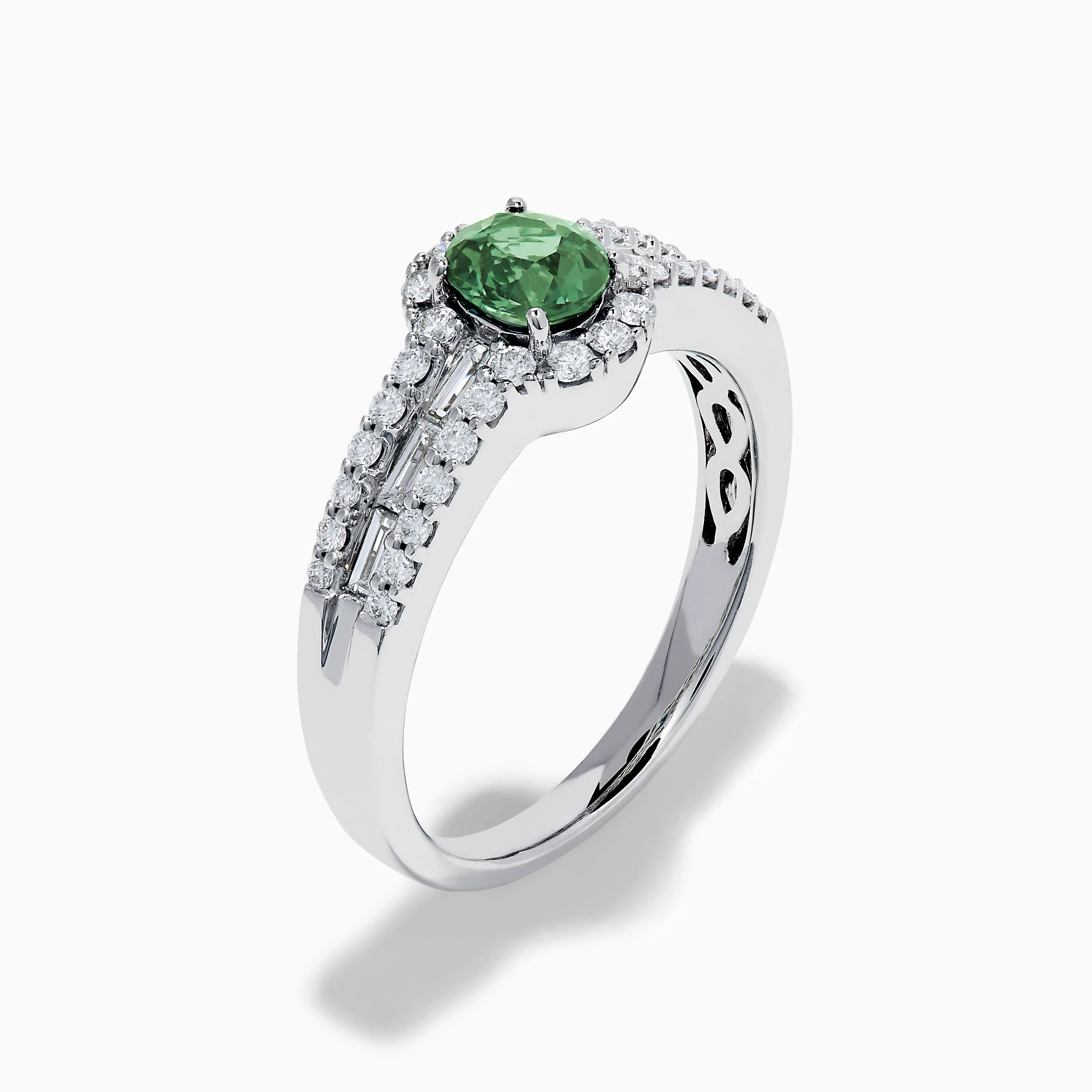 18K White Gold Alexandrite and Diamond Split Halo Ring - Image 4