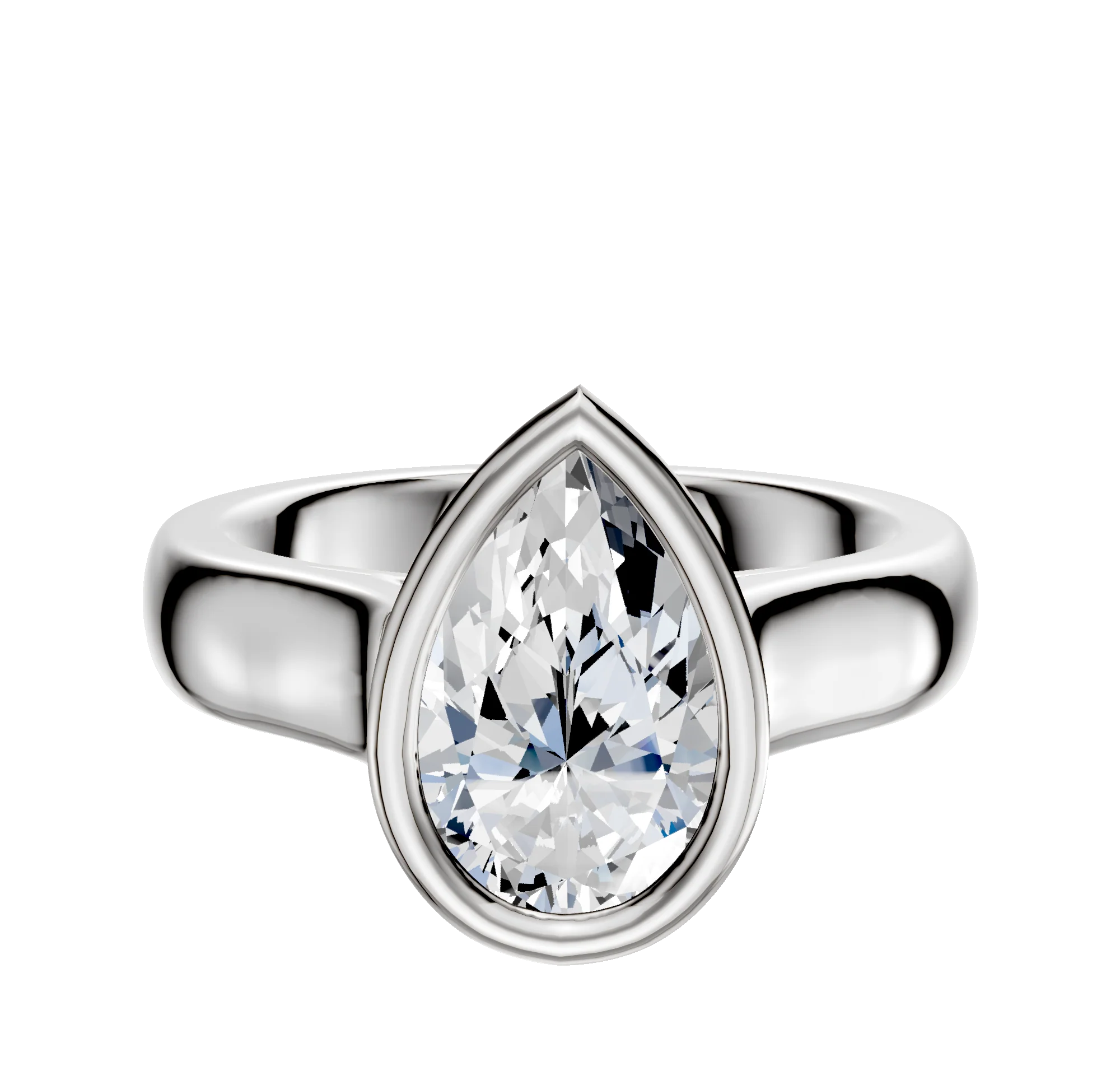 18K White Gold Bezel Full Bezel East/West Cathedral Dome 4.0mm Engagement Ring