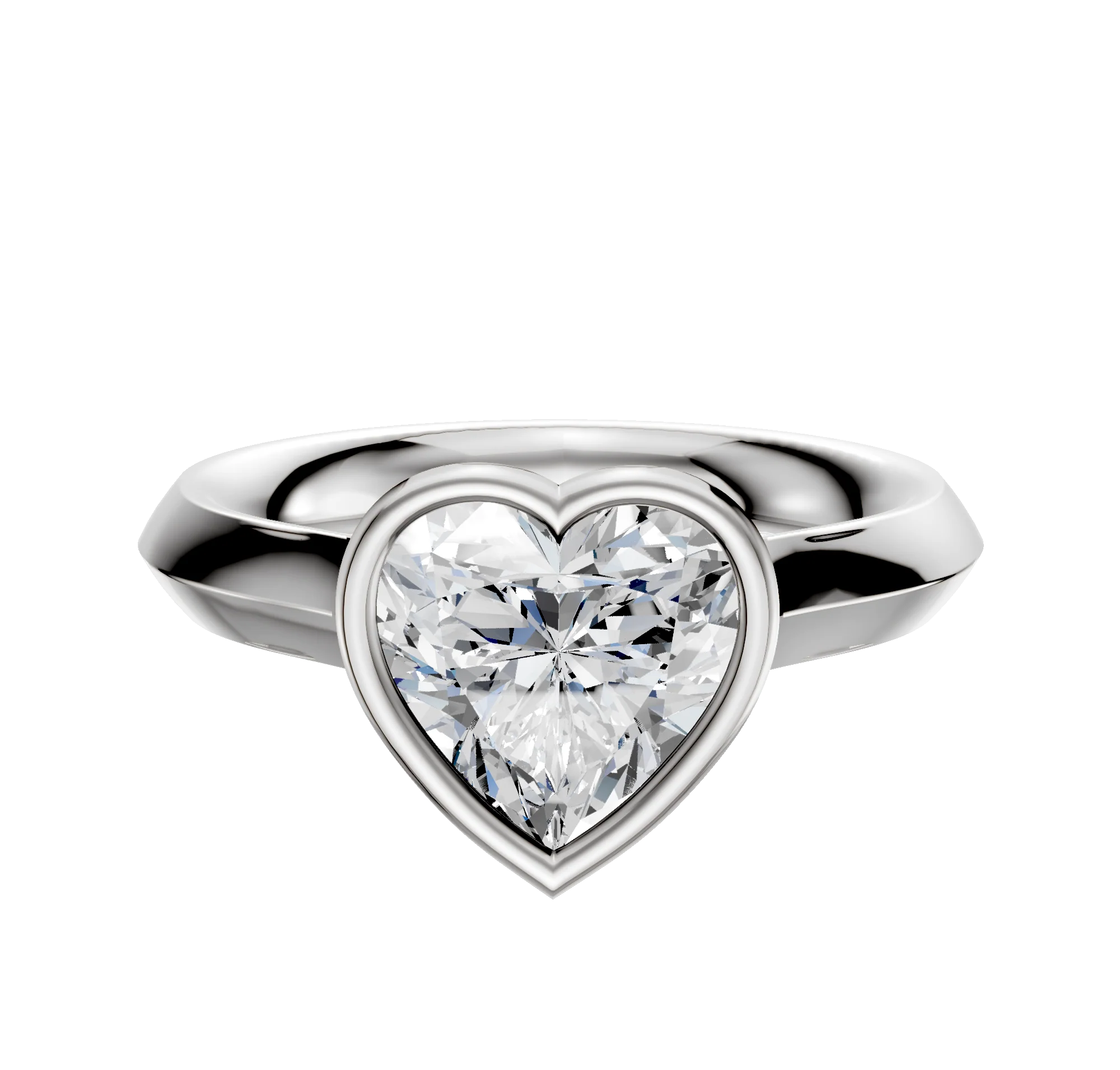 18K White Gold Bezel Full Bezel East/West Cathedral Knife Edge 3.0mm Engagement Ring