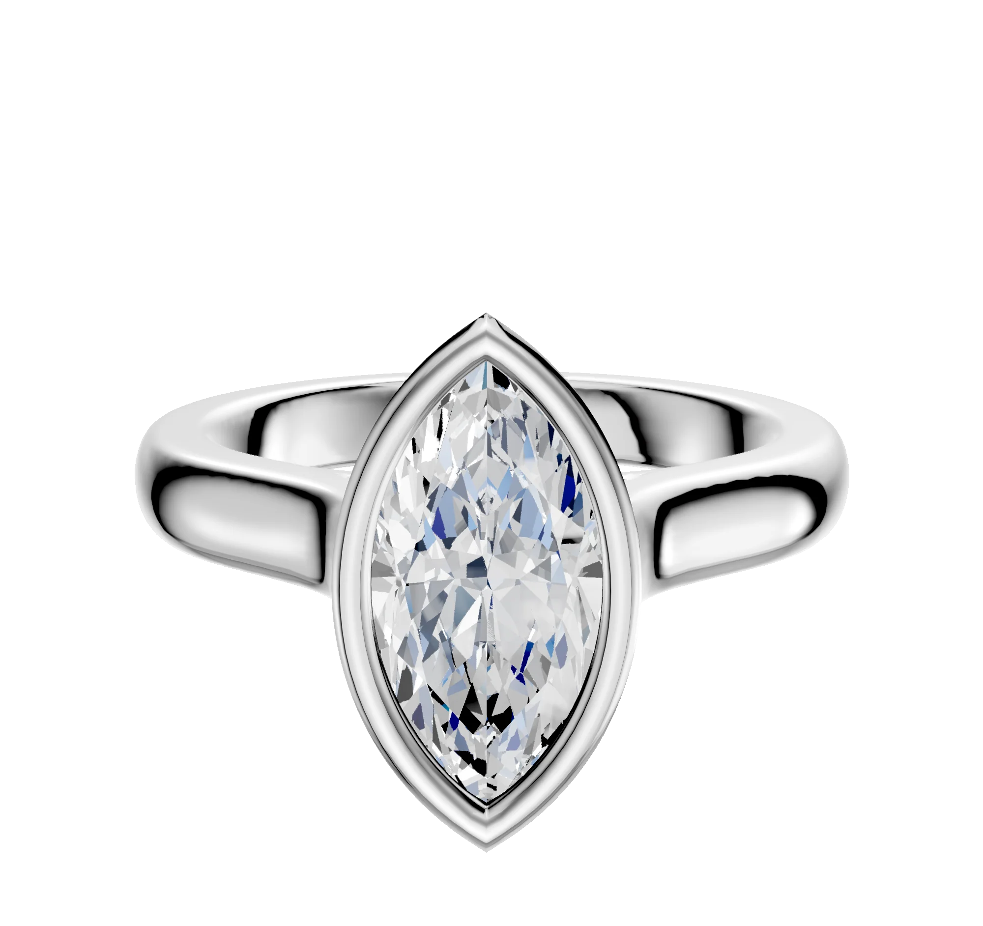 18K White Gold Bezel Full Bezel North/South Cathedral Dome 3.0mm Engagement Ring