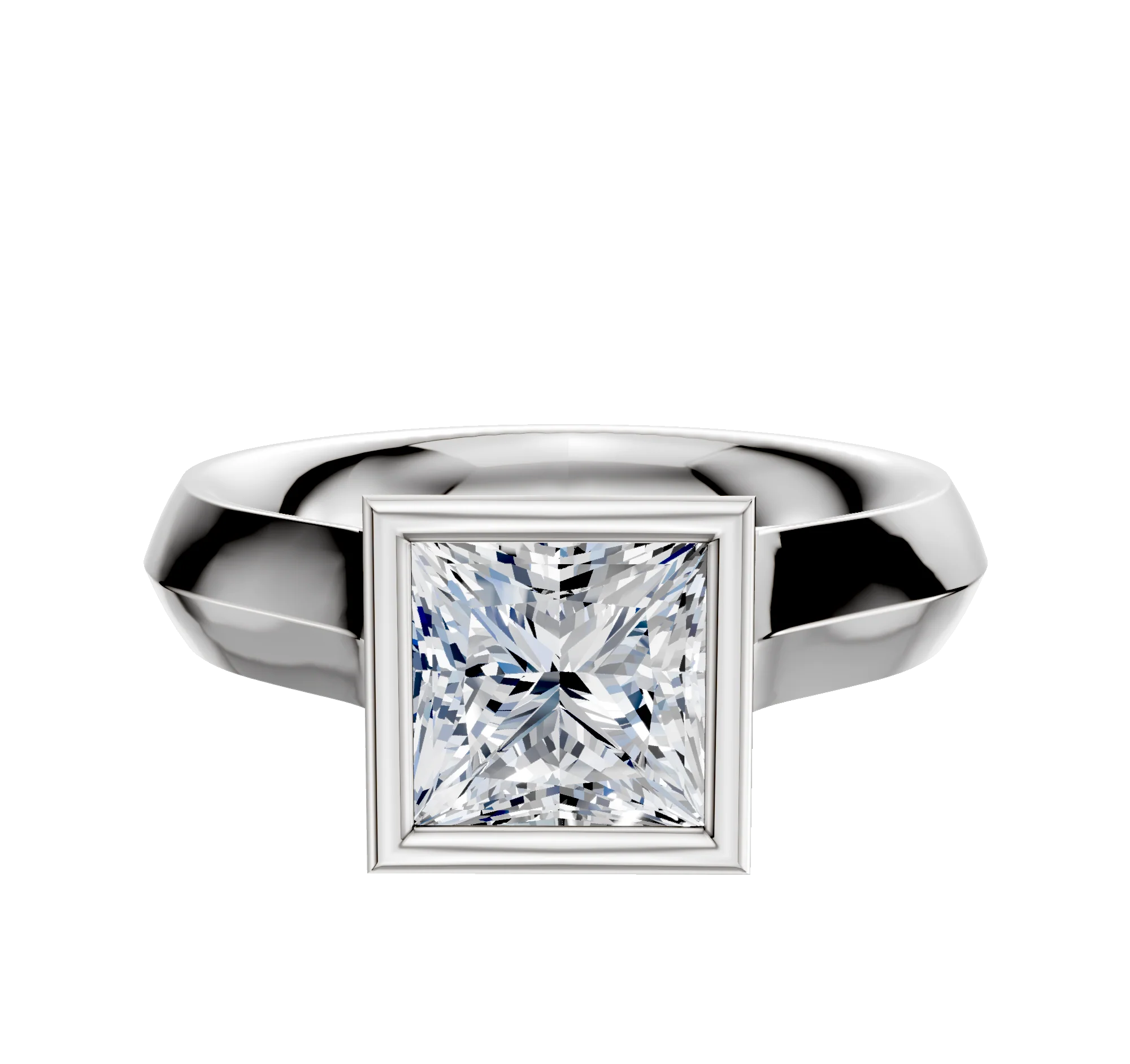 18K White Gold Bezel Full Bezel North/South Cathedral Knife Edge 4.0mm Engagement Ring
