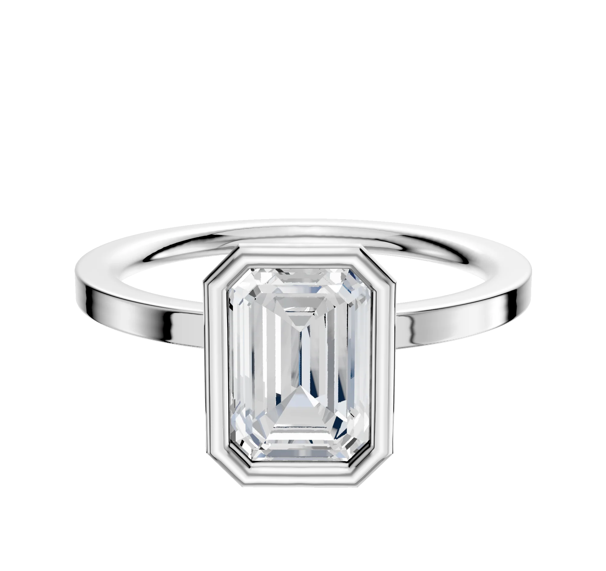 18K White Gold Bezel Full Bezel North/South Classic Flat 1.5mm Engagement Ring