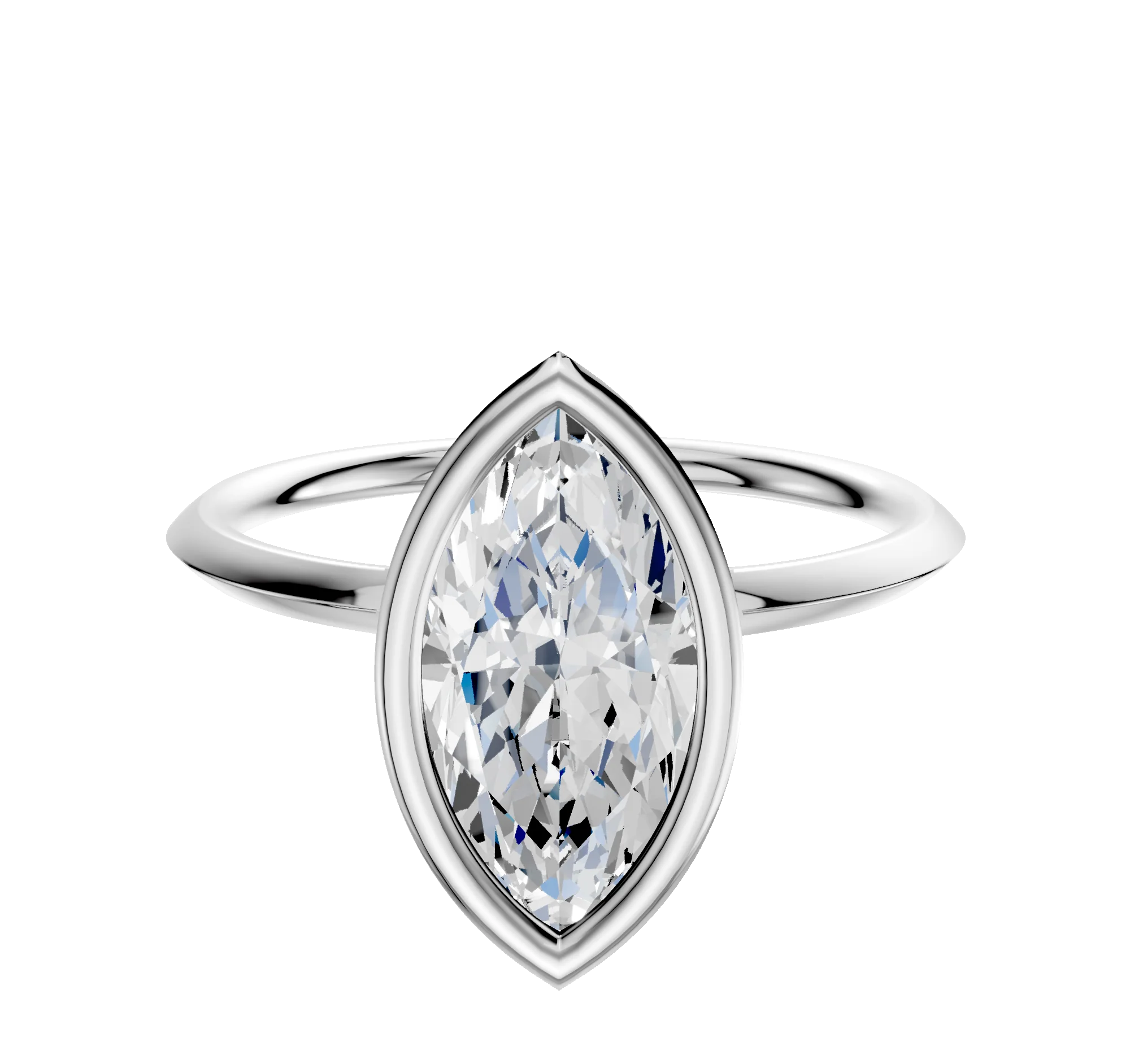 18K White Gold Bezel Full Bezel North/South Classic Knife Edge 1.5mm Engagement Ring