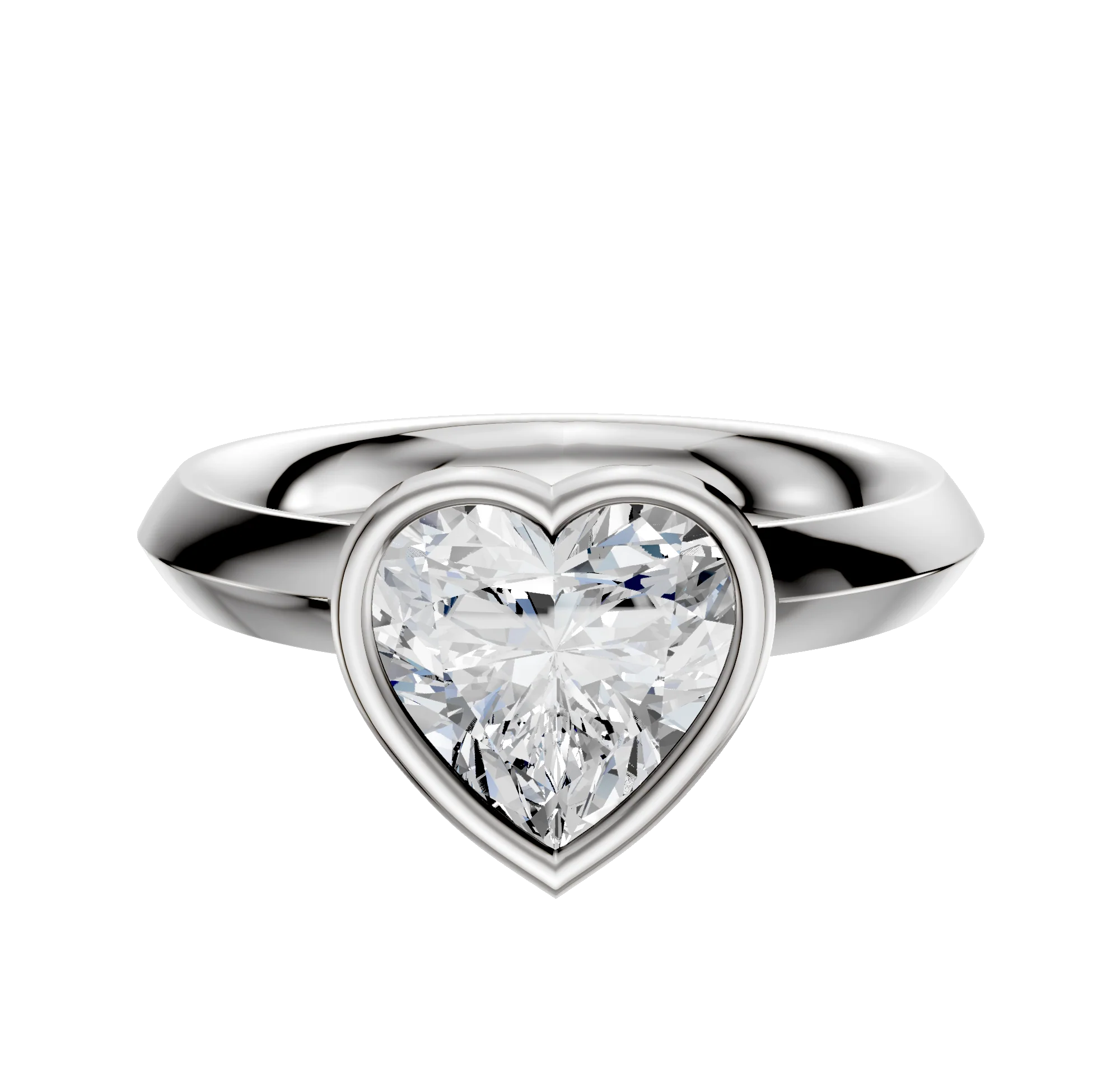 18K White Gold Bezel Full Bezel North/South Classic Knife Edge 3.0mm Engagement Ring