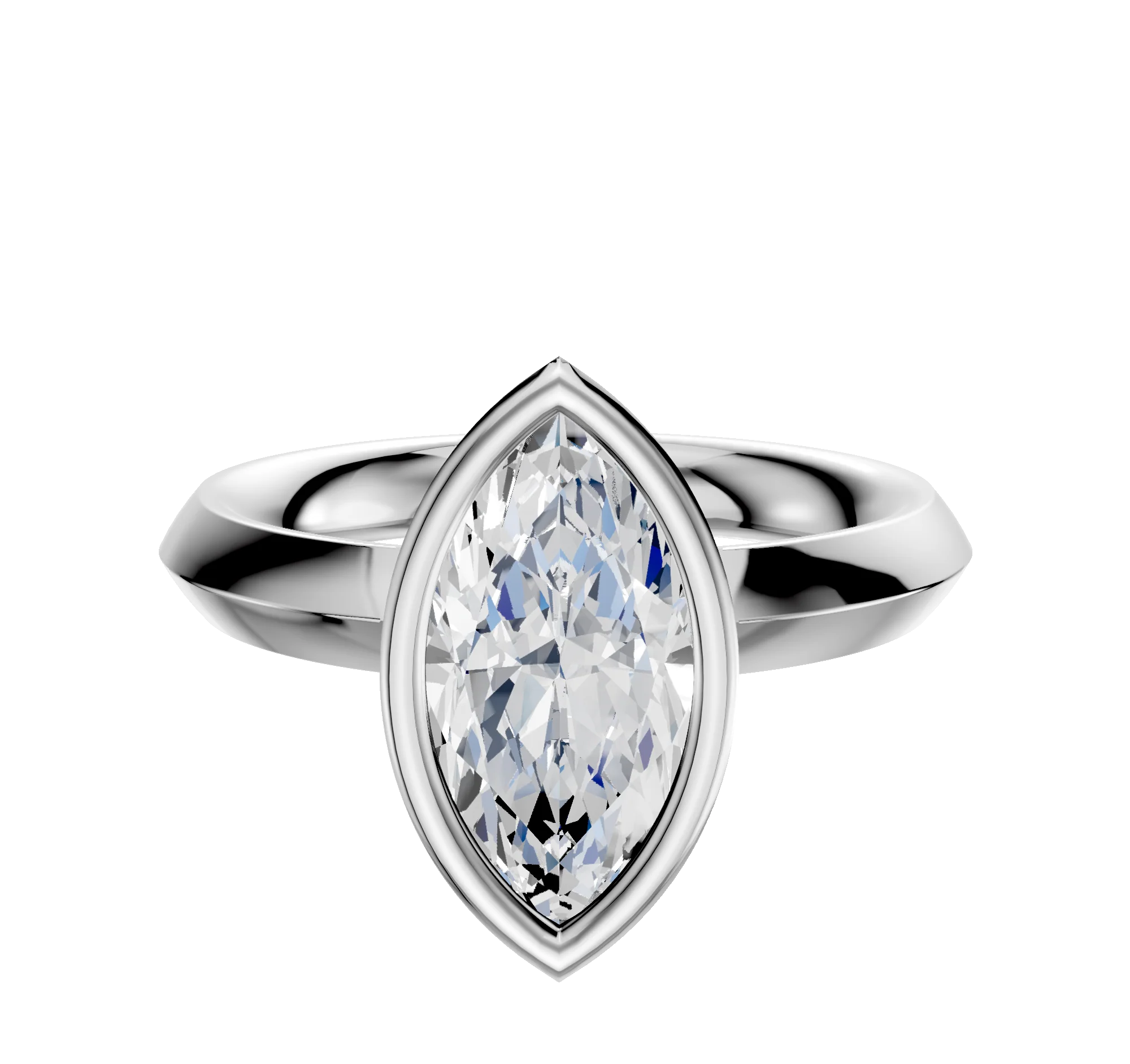18K White Gold Bezel Full Bezel North/South Classic Knife Edge 3.0mm Engagement Ring
