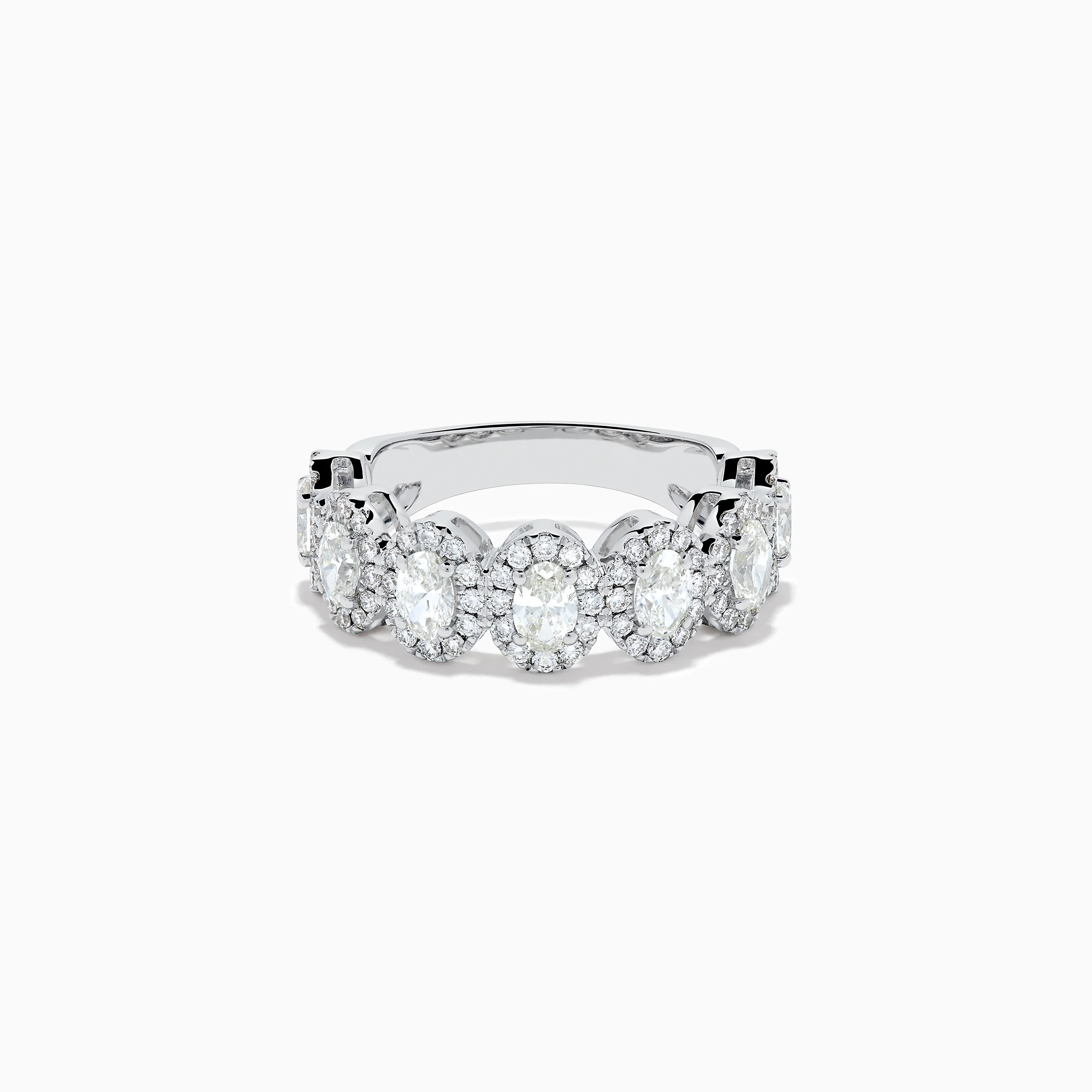 18K White Gold Diamond Oval Halo Band Ring
