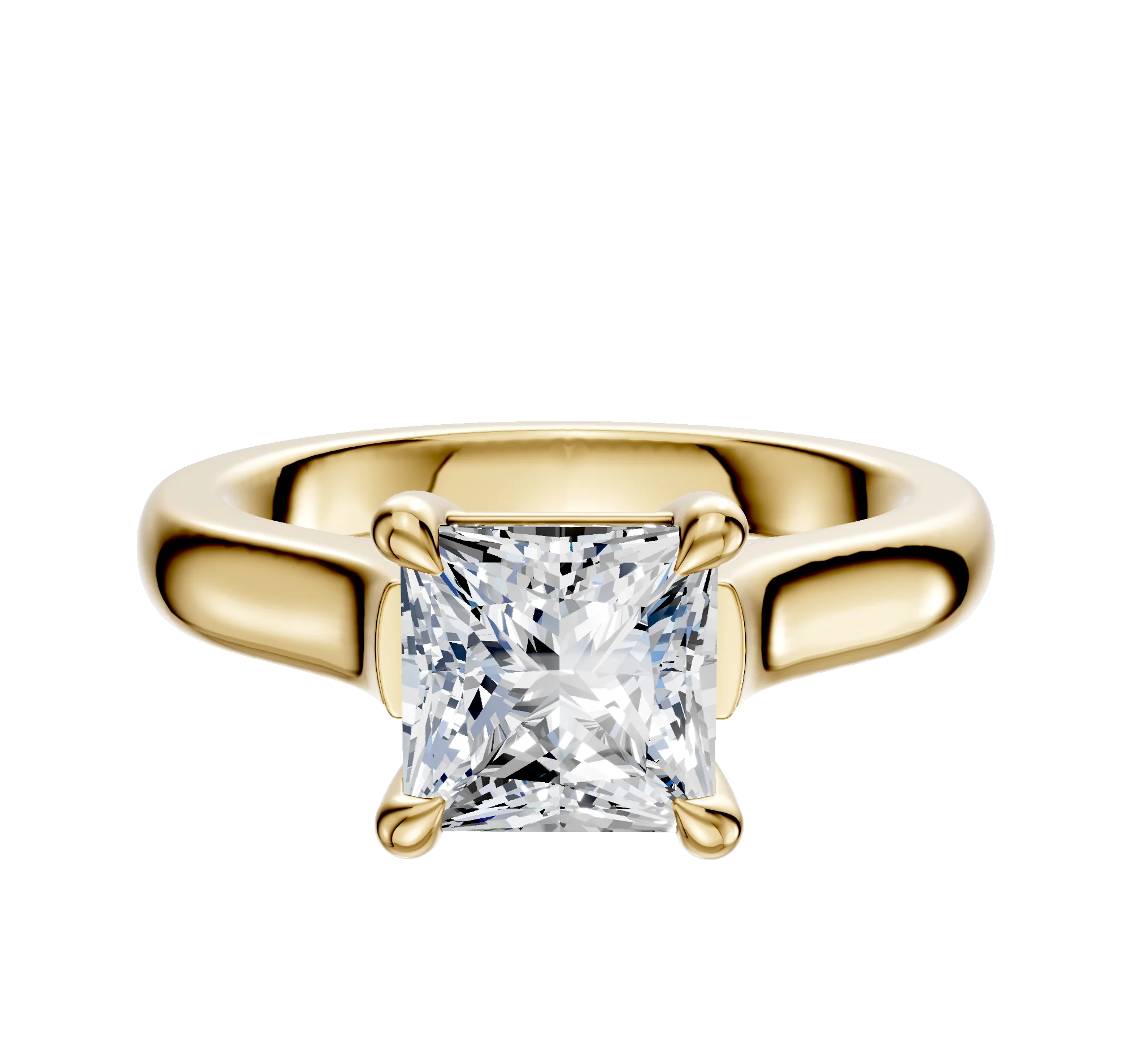 18K Yellow Gold 4 Prong Basket Cathedral Dome 3.0mm Engagement Ring