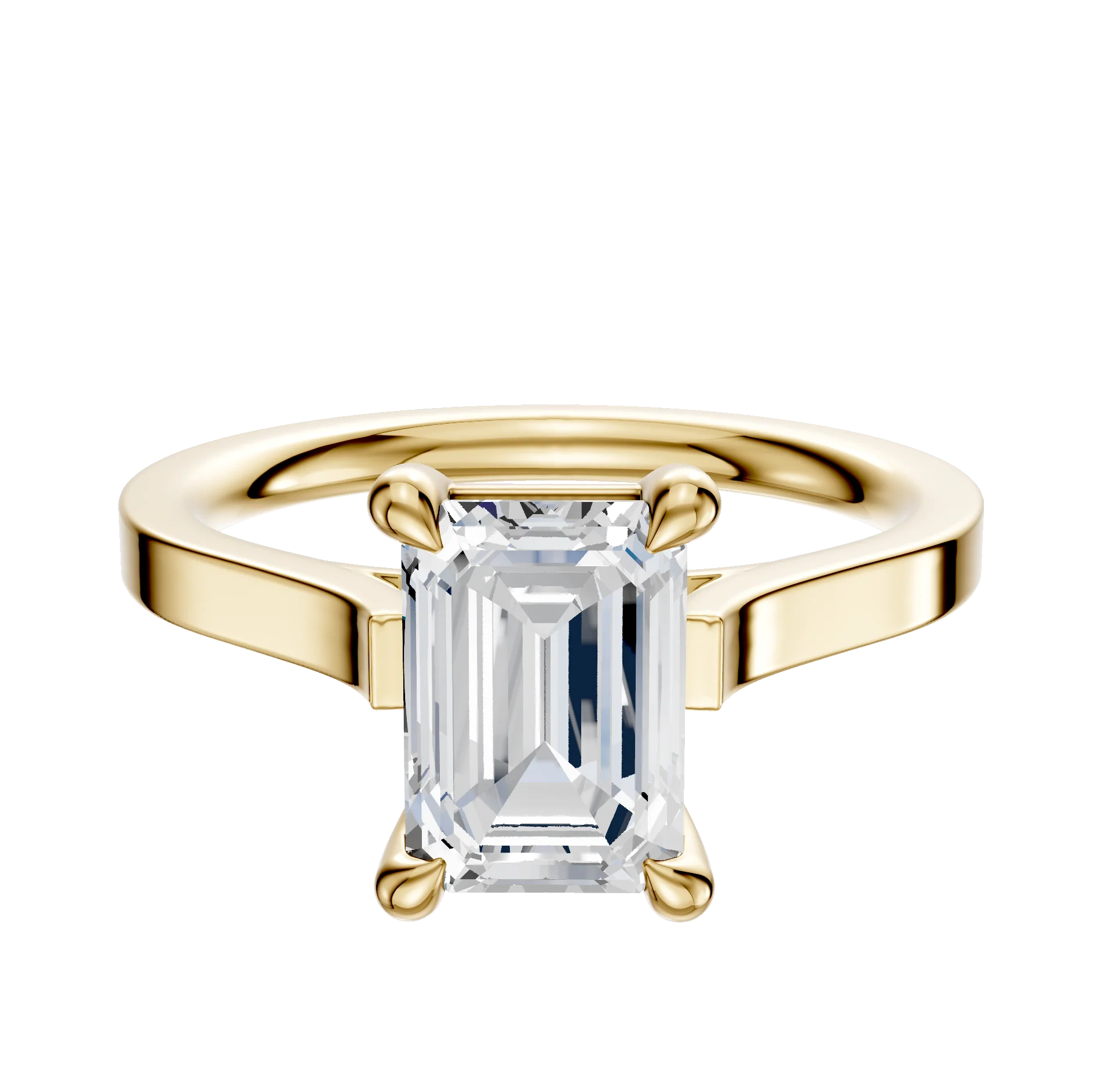 18K Yellow Gold 4 Prong Basket Cathedral Flat 2.0mm Engagement Ring