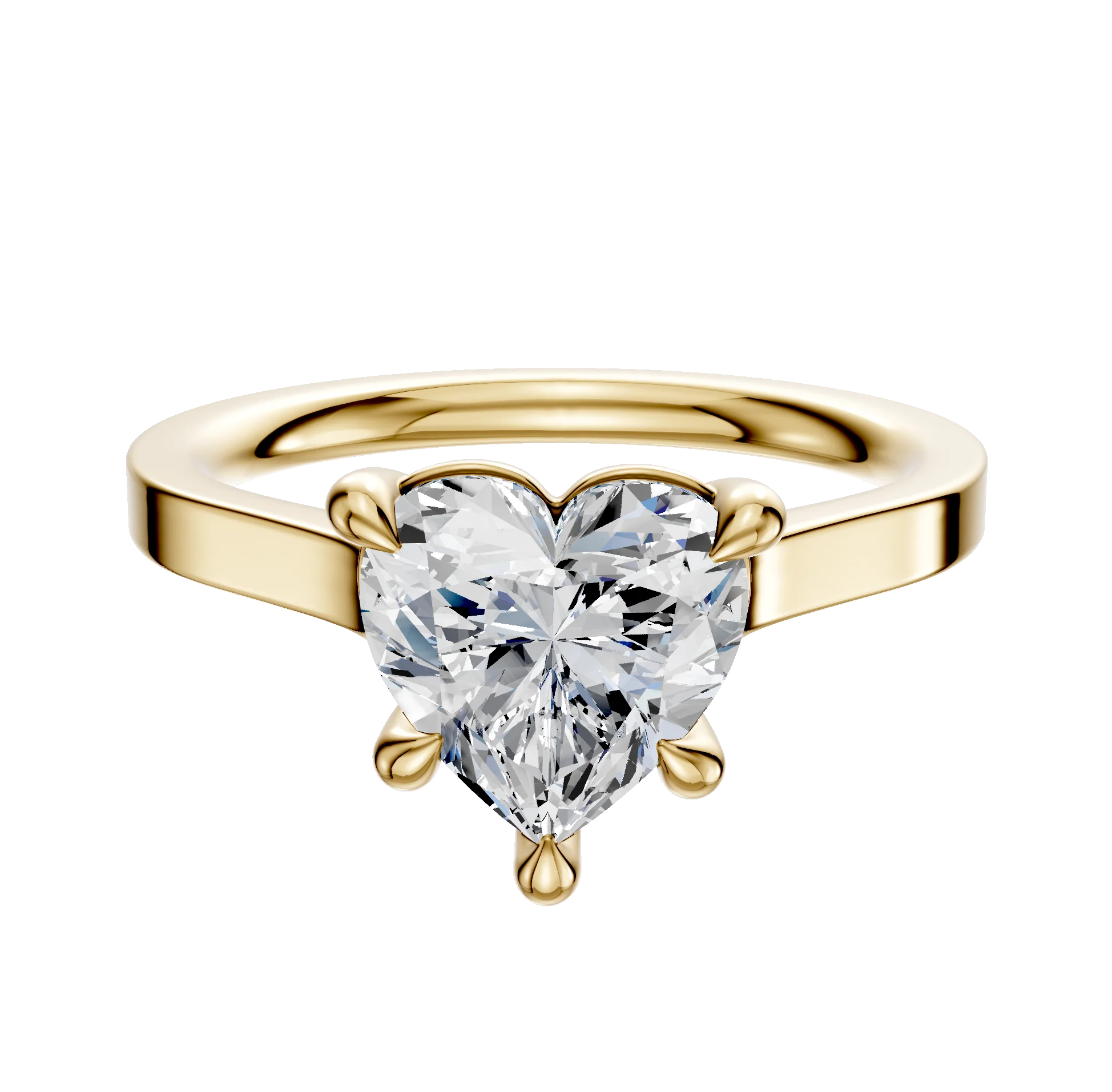 18K Yellow Gold 4 Prong Basket Cathedral Flat 2.0mm Engagement Ring