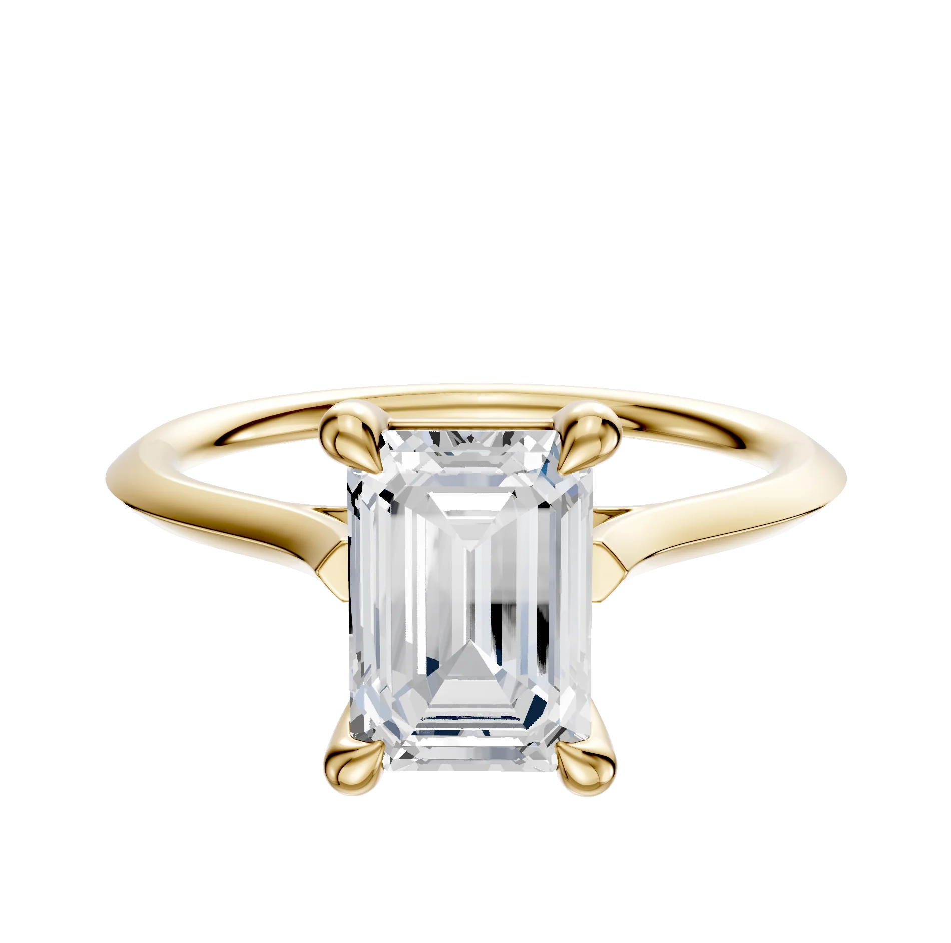 18K Yellow Gold 4 Prong Basket Cathedral Knife Edge 1.5mm Engagement Ring
