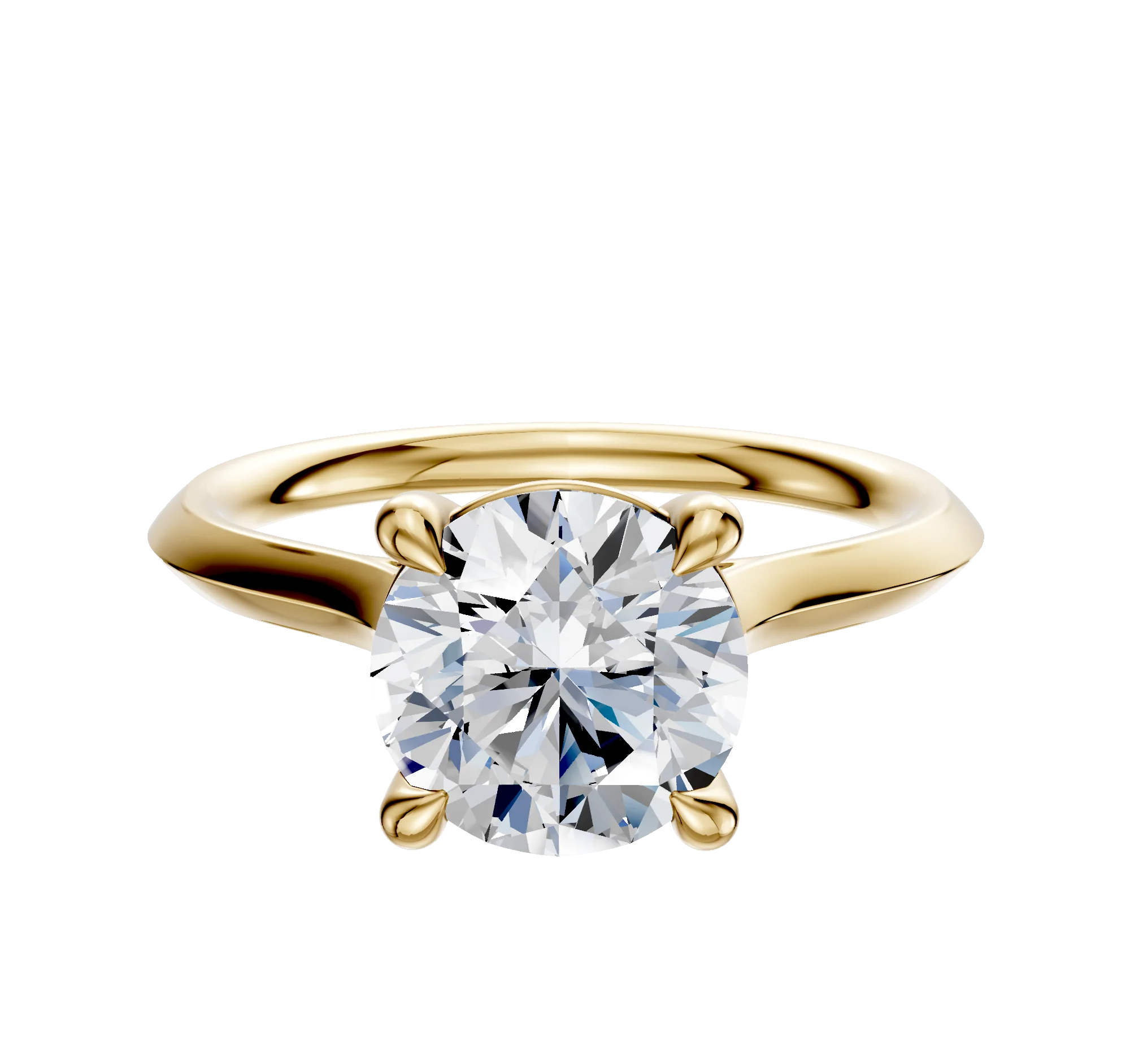 18K Yellow Gold 4 Prong Basket Cathedral Knife Edge 2.0mm Engagement Ring