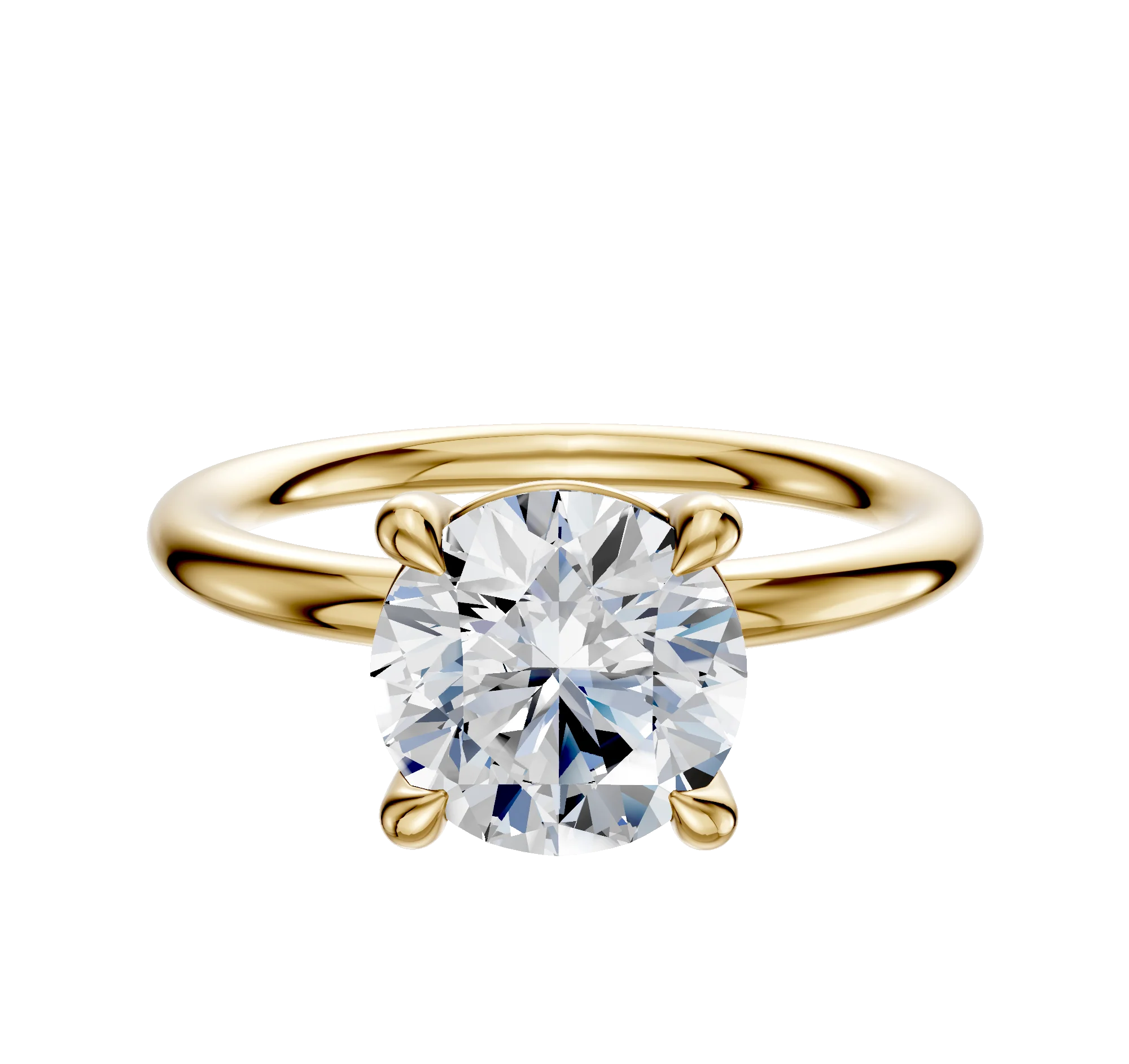 18K Yellow Gold 4 Prong Basket Classic Dome 2.0mm Engagement Ring
