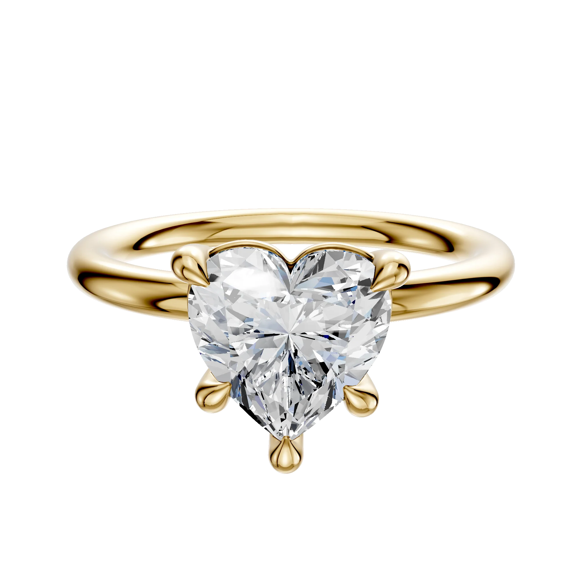 18K Yellow Gold 4 Prong Basket Classic Dome 2.0mm Engagement Ring