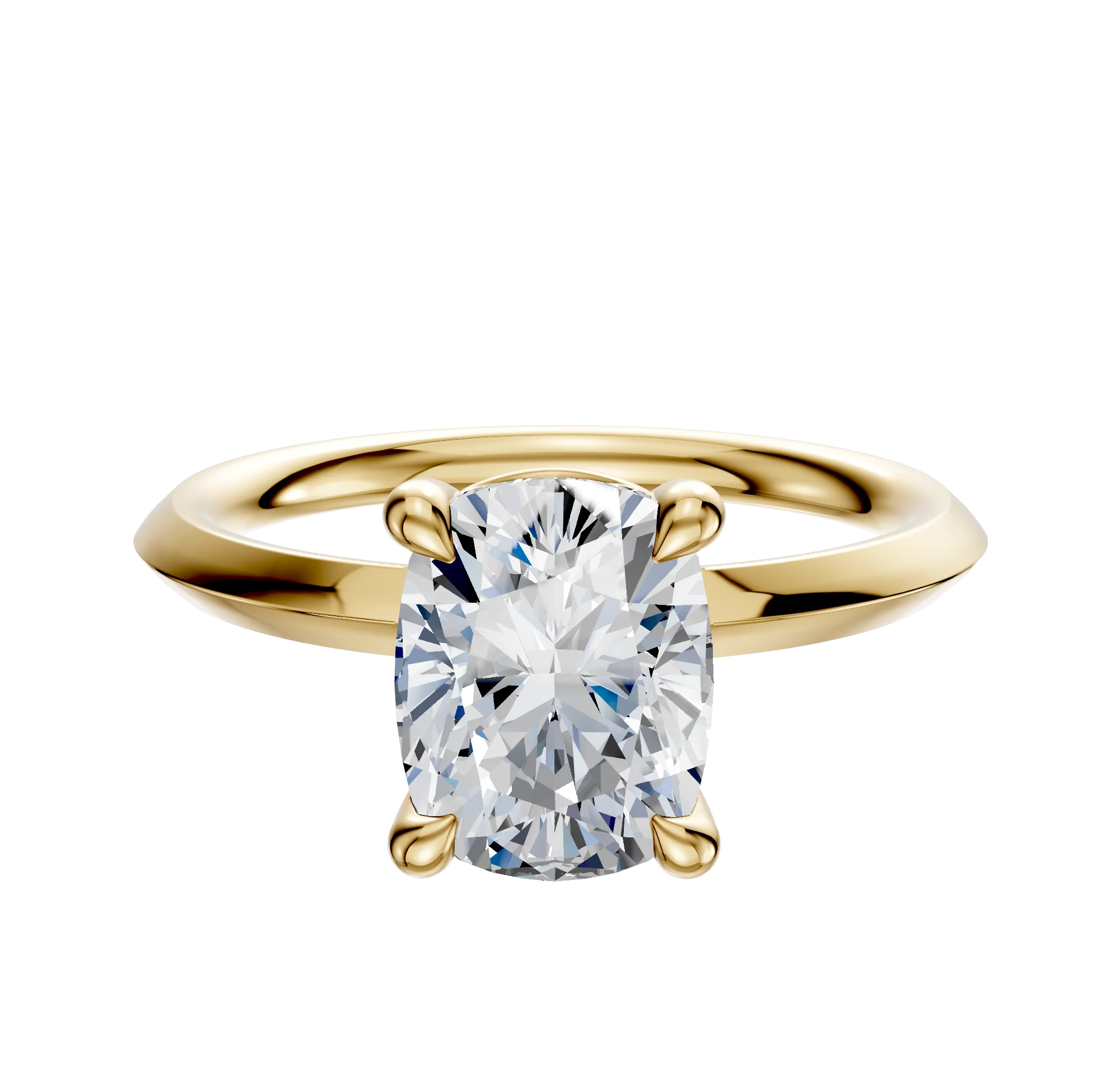 18K Yellow Gold 4 Prong Basket Classic Knife Edge 2.0mm Engagement Ring