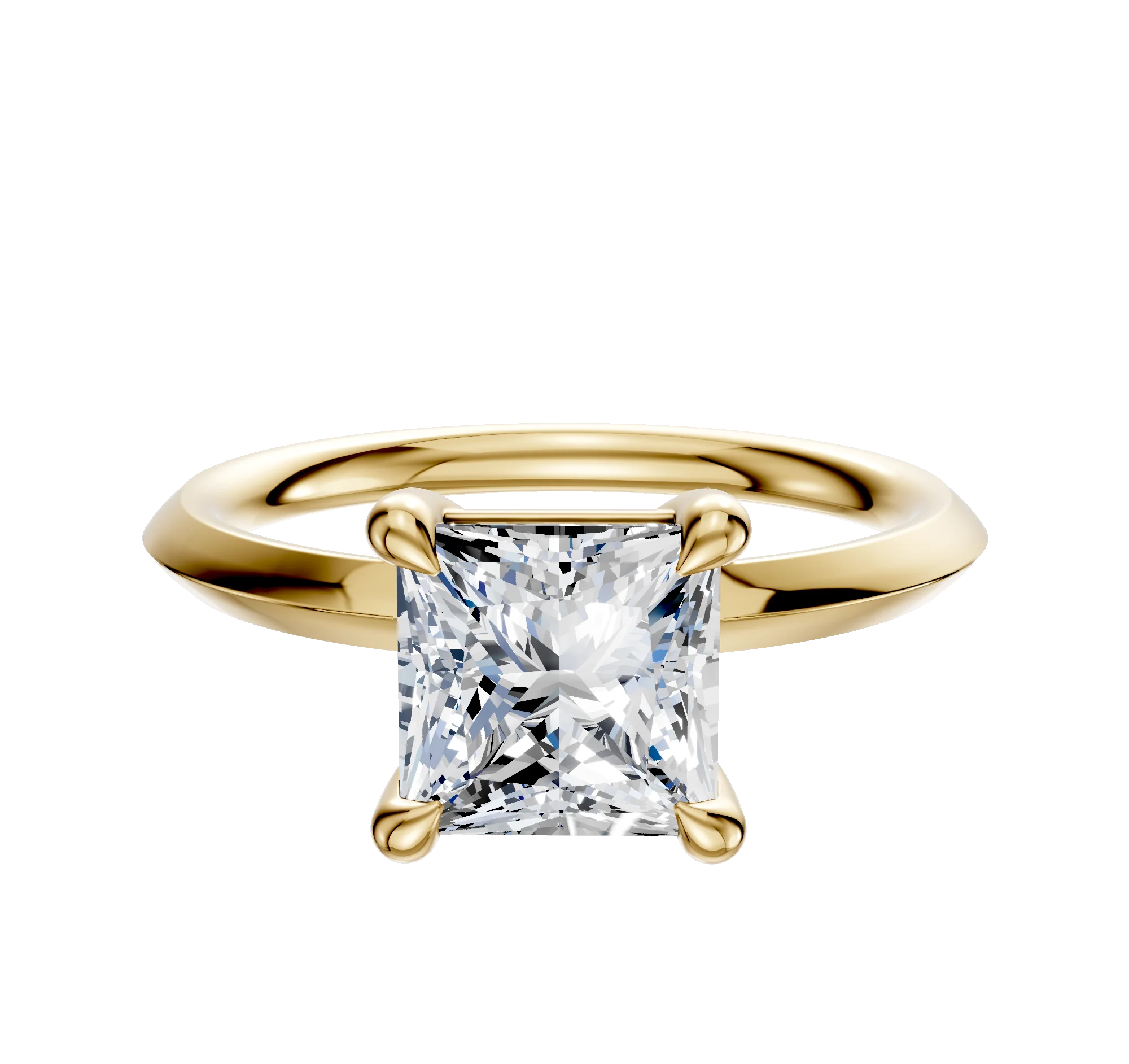 18K Yellow Gold 4 Prong Basket Classic Knife Edge 2.0mm Engagement Ring