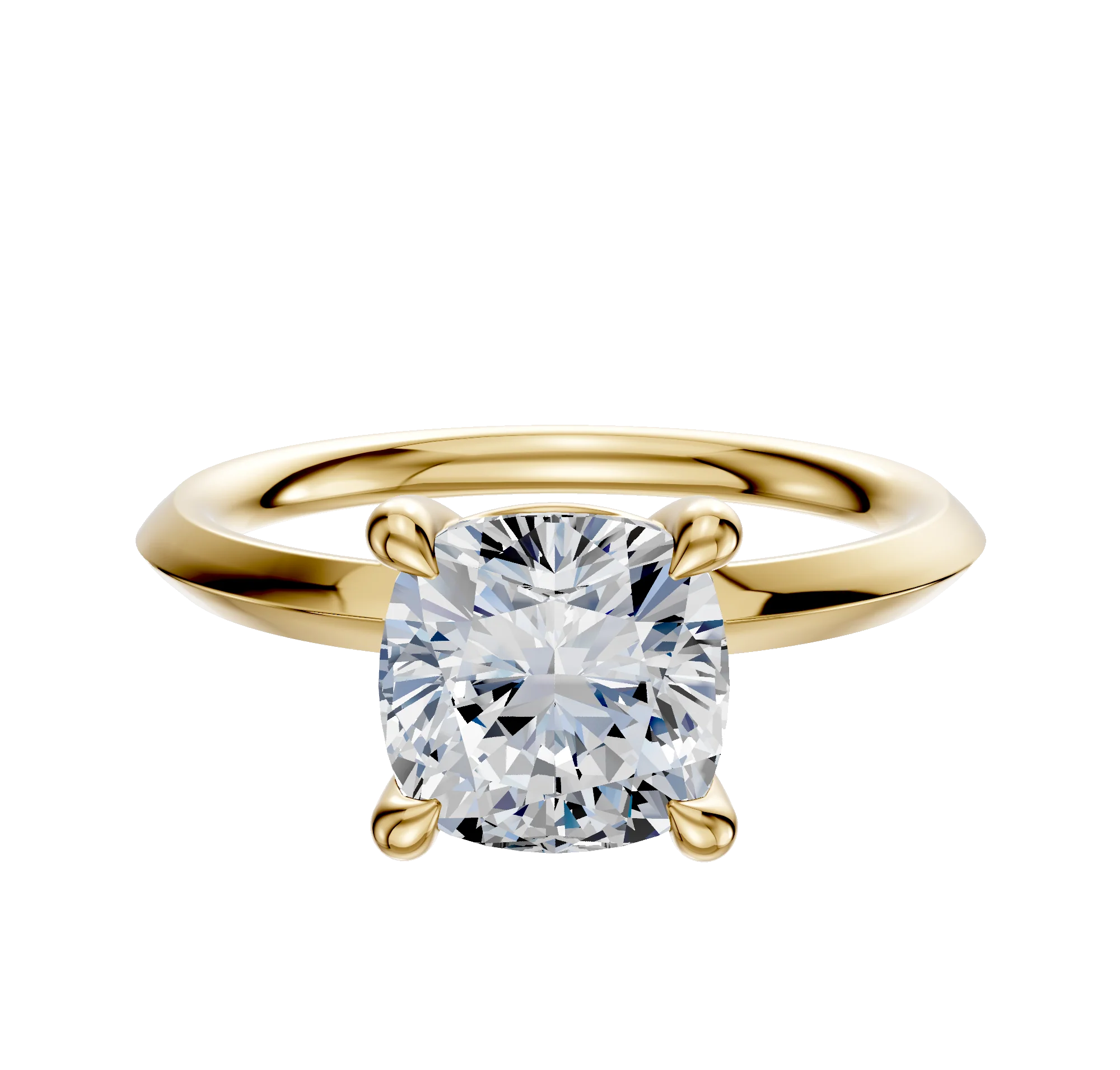 18K Yellow Gold 4 Prong Basket Classic Knife Edge 2.0mm Engagement Ring