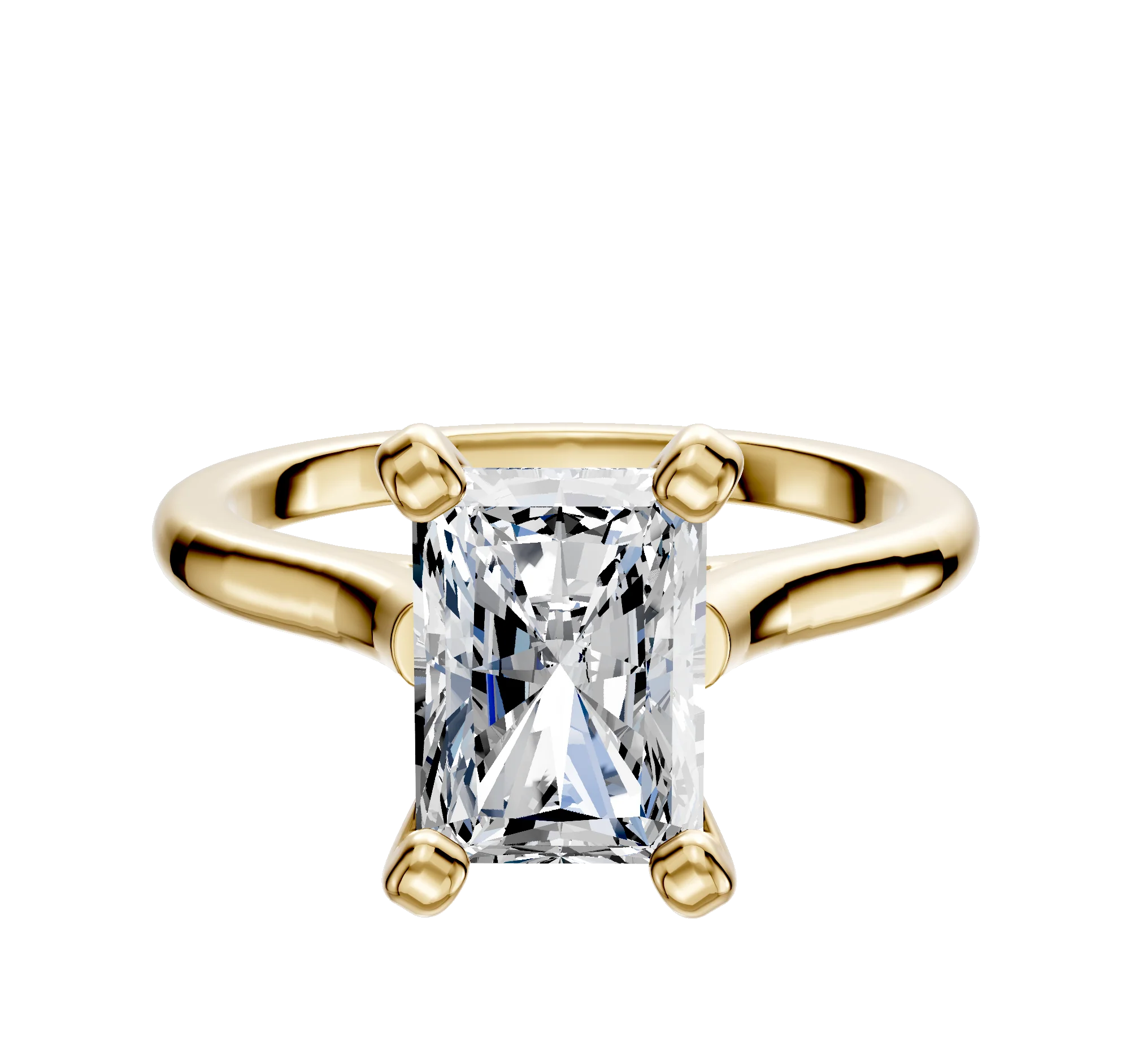 18K Yellow Gold 4 Prong Cathedral Dome 2.0mm Engagement Ring
