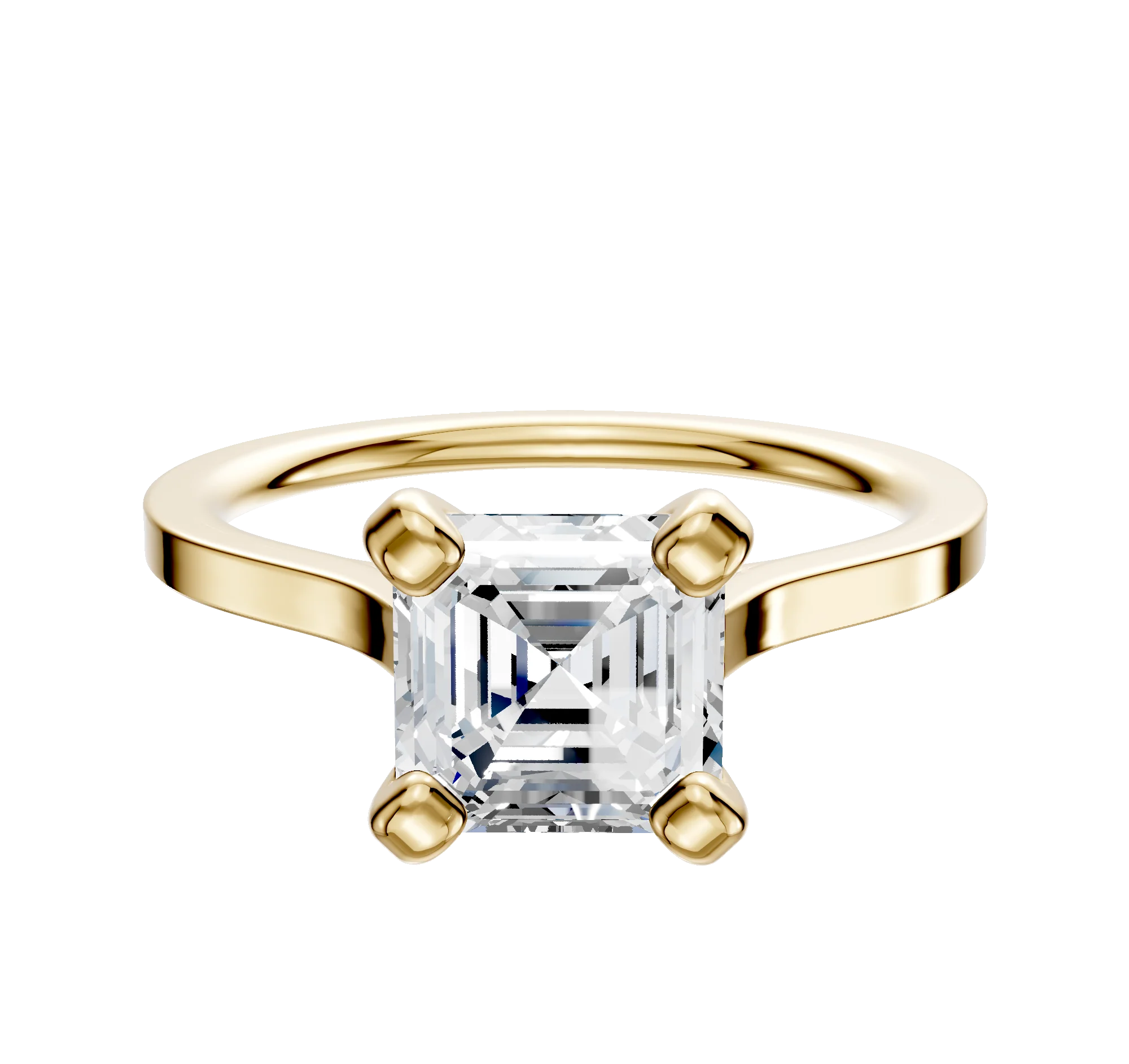18K Yellow Gold 4 Prong Cathedral Flat 1.5mm Engagement Ring