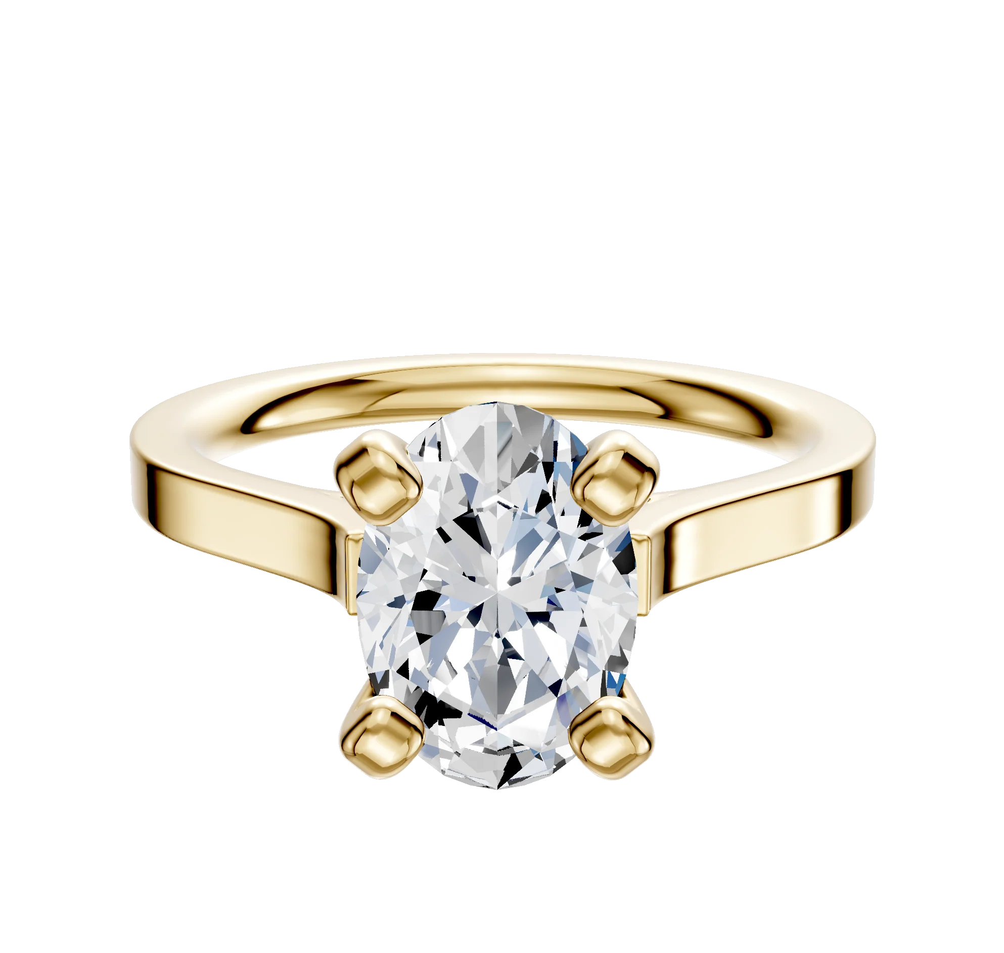 18K Yellow Gold 4 Prong Cathedral Flat 2.0mm Engagement Ring