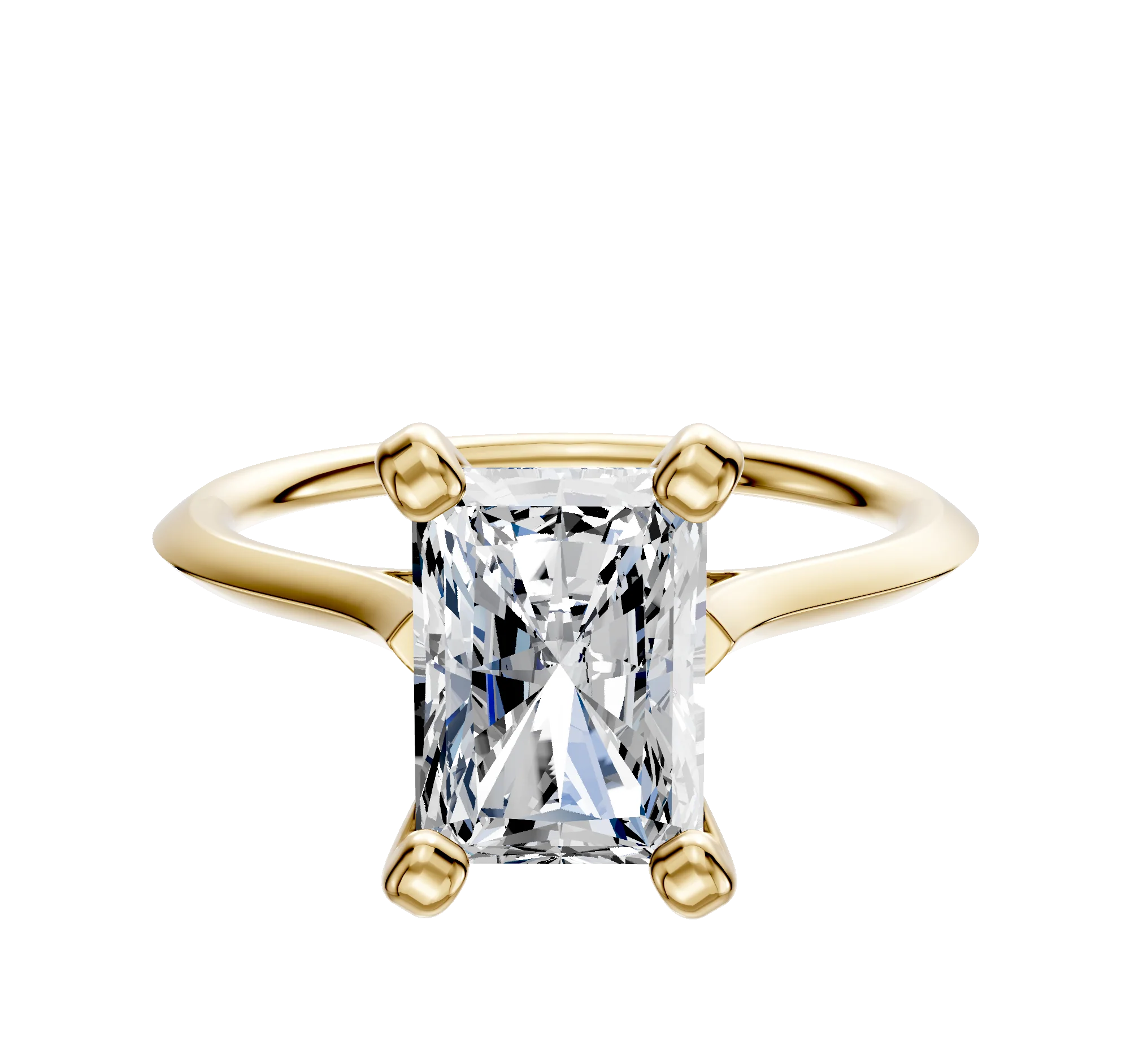 18K Yellow Gold 4 Prong Cathedral Knife Edge 1.5mm Engagement Ring