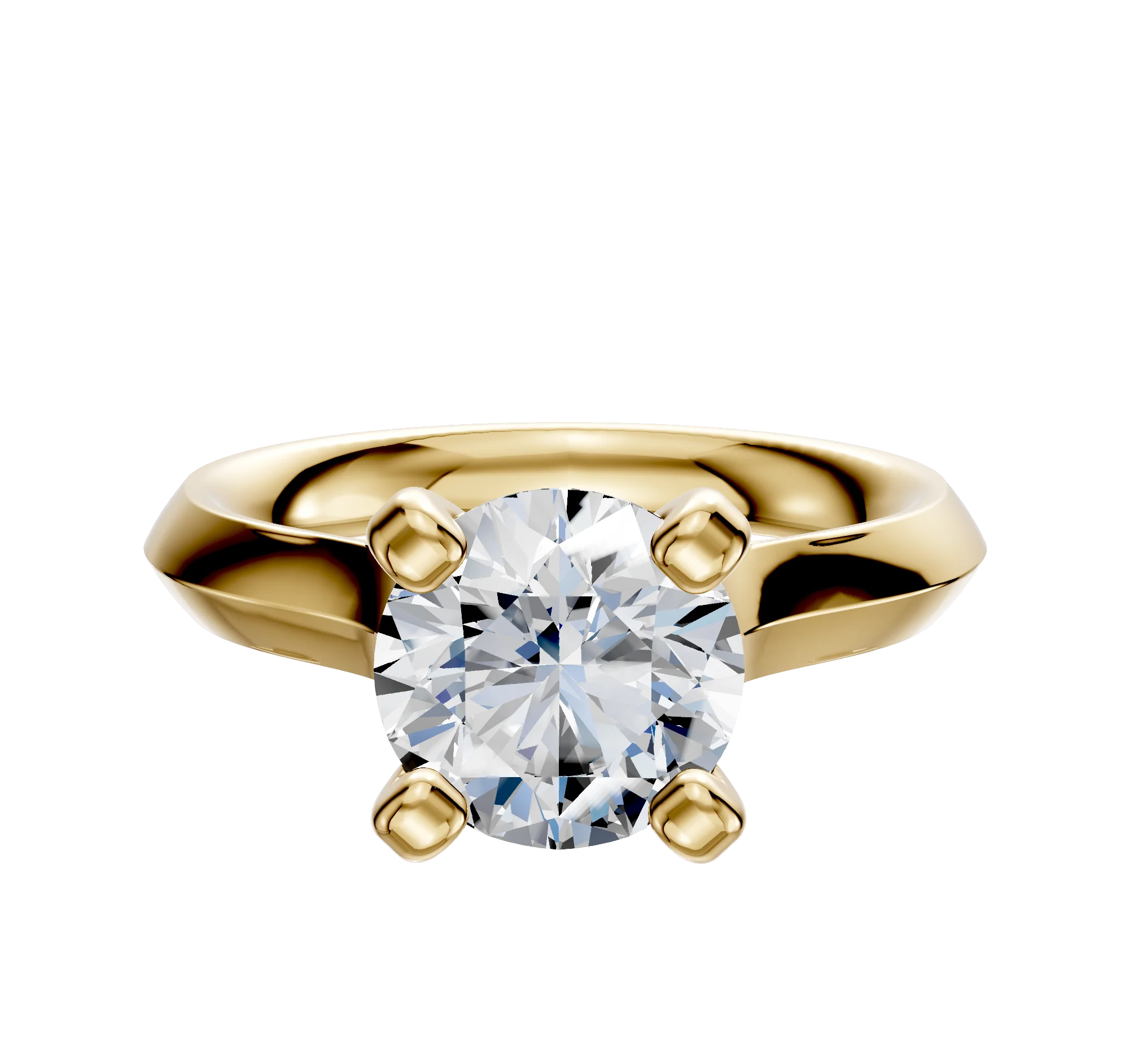 18K Yellow Gold 4 Prong Cathedral Knife Edge 3.0mm Engagement Ring