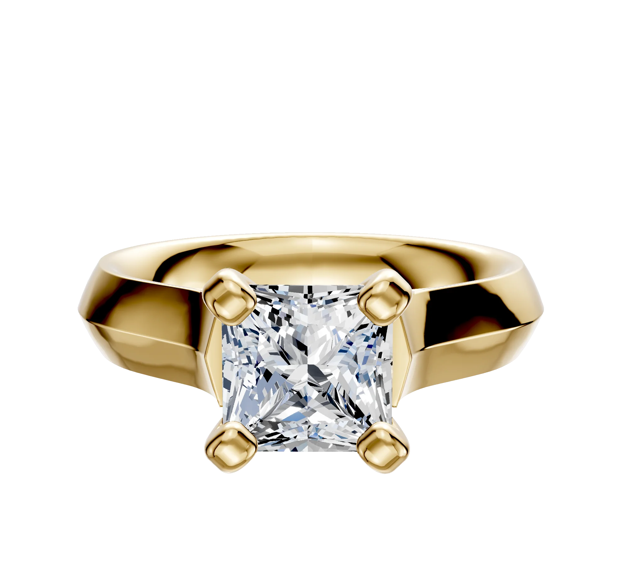 18K Yellow Gold 4 Prong Cathedral Knife Edge 4.0mm Engagement Ring