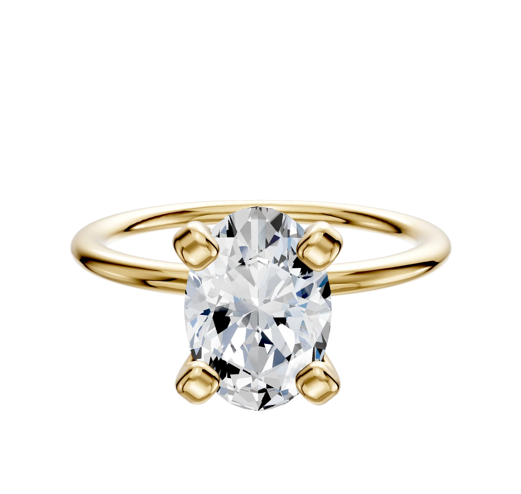 18K Yellow Gold 4 Prong Classic Dome 1.5mm Engagement Ring