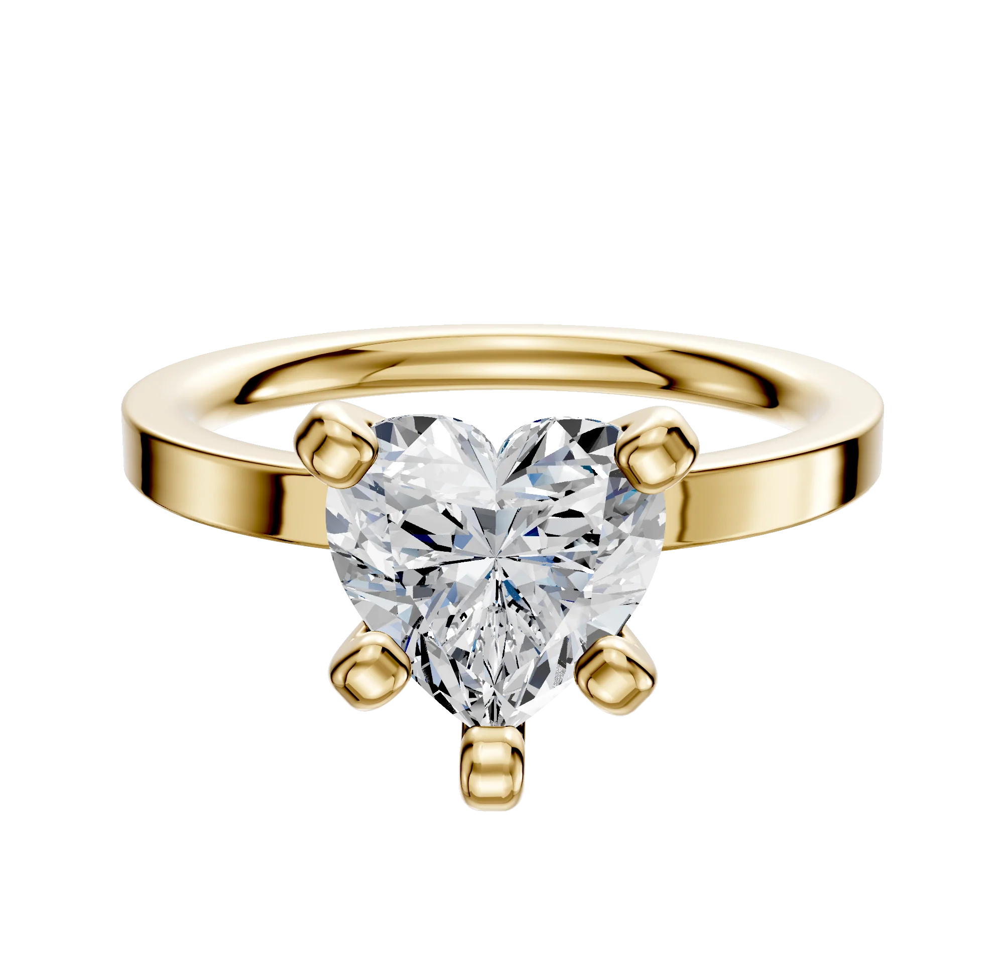 18K Yellow Gold 4 Prong Classic Flat 2.0mm Engagement Ring