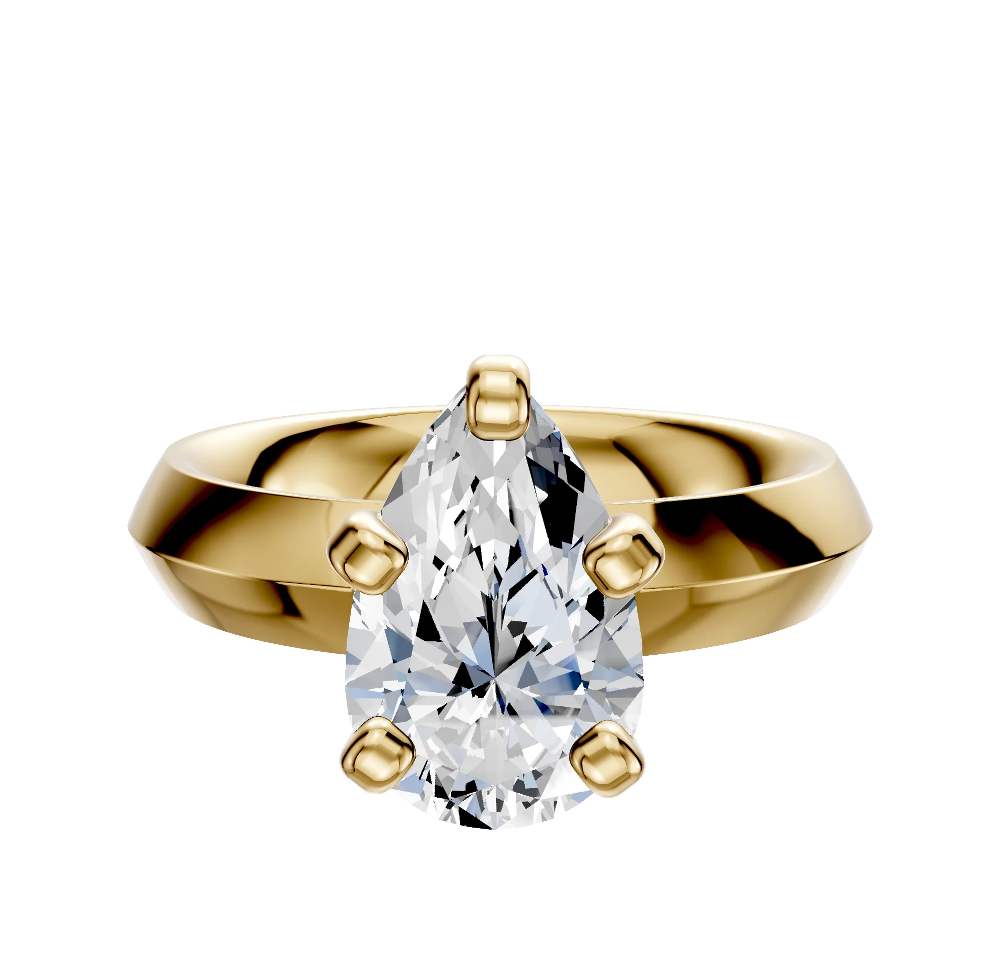 18K Yellow Gold 4 Prong Classic Knife Edge 4.0mm Engagement Ring