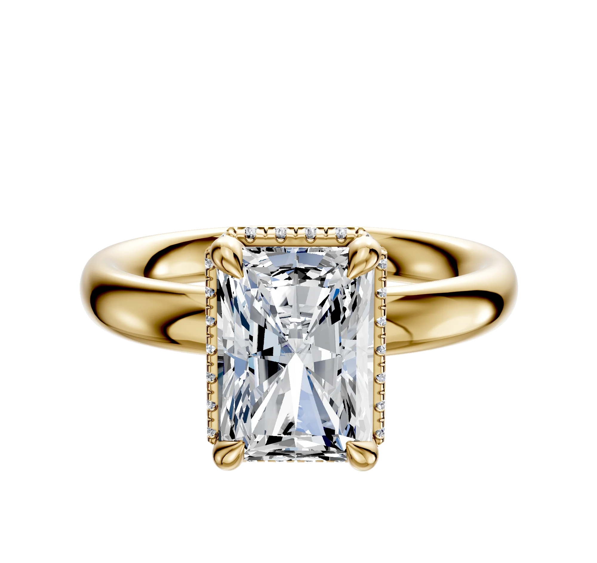 18K Yellow Gold 4 Prong Collar Classic Dome 3.0mm Engagement Ring