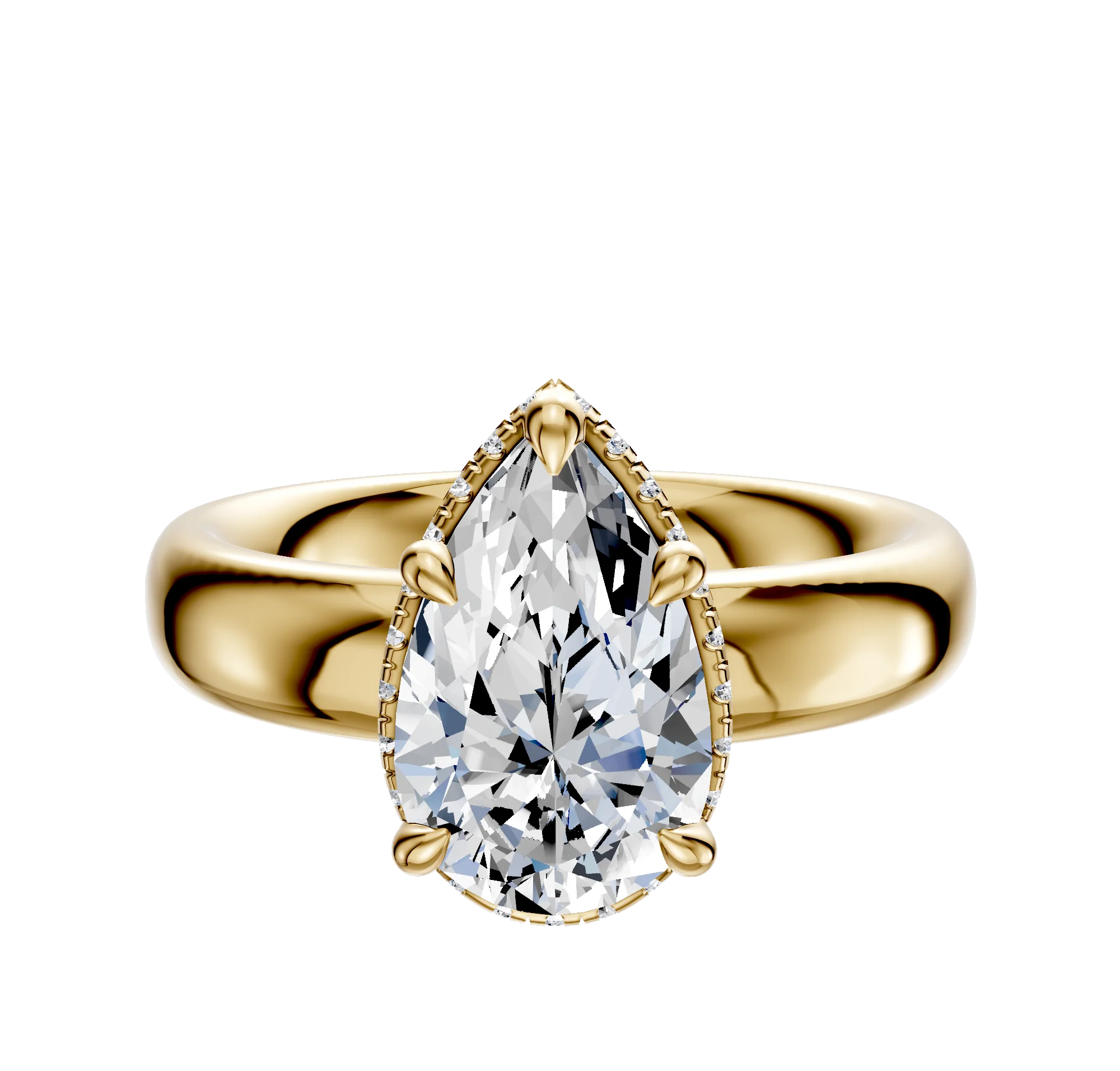 18K Yellow Gold 4 Prong Collar Classic Dome 4.0mm Engagement Ring