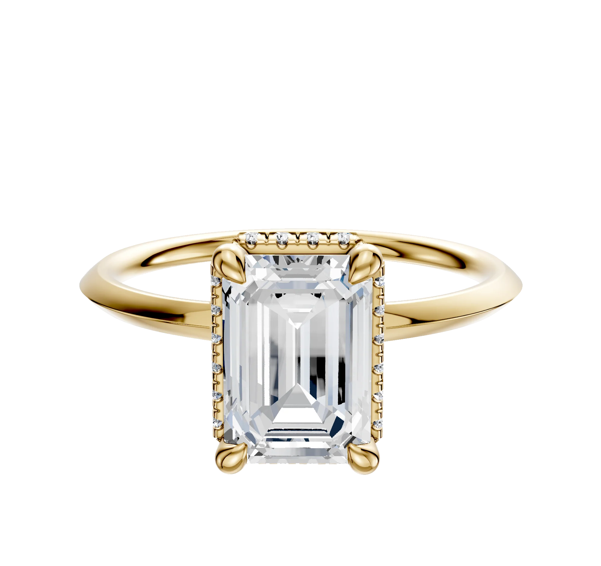18K Yellow Gold 4 Prong Collar Classic Knife Edge 1.5mm Engagement Ring