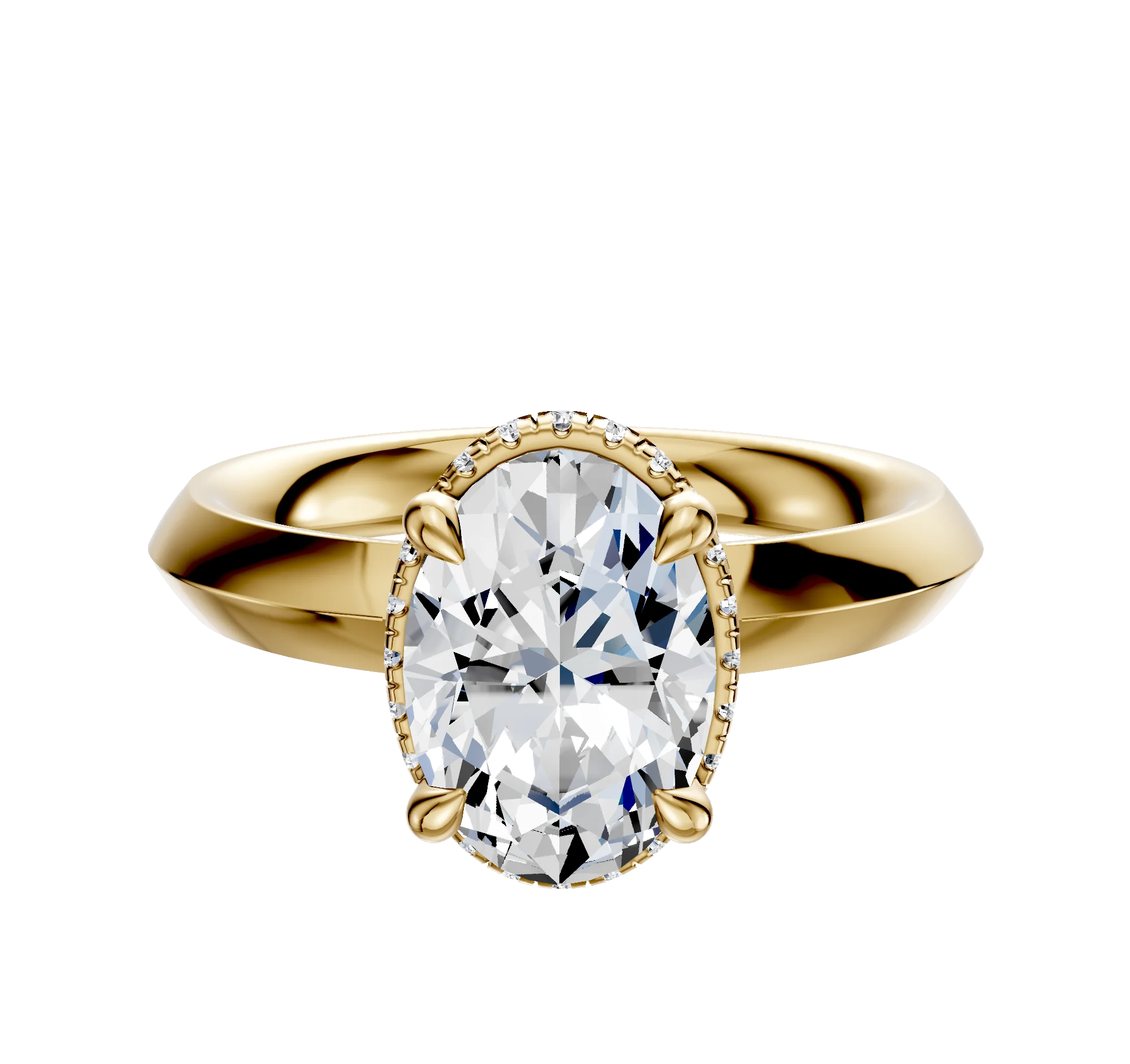 18K Yellow Gold 4 Prong Collar Classic Knife Edge 3.0mm Engagement Ring