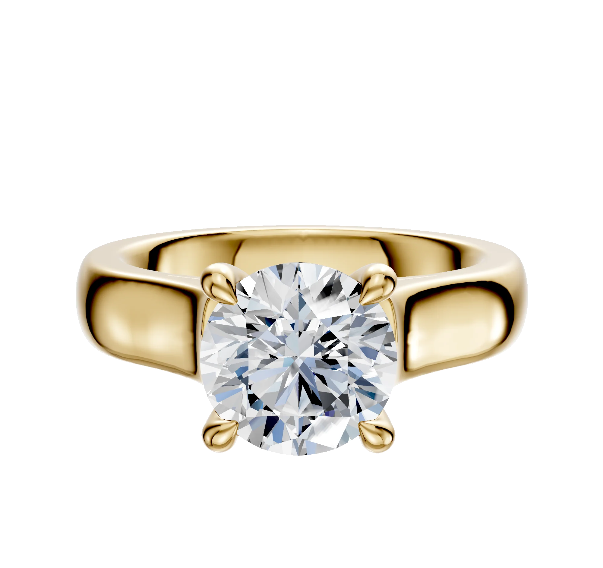 18K Yellow Gold 4 Prong Hidden Halo Cathedral Dome 4.0mm Engagement Ring