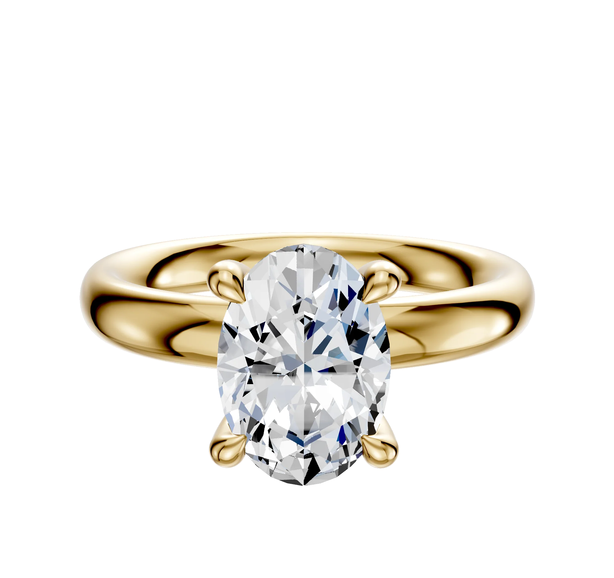 18K Yellow Gold 4 Prong Hidden Halo Classic Dome 3.0mm Engagement Ring