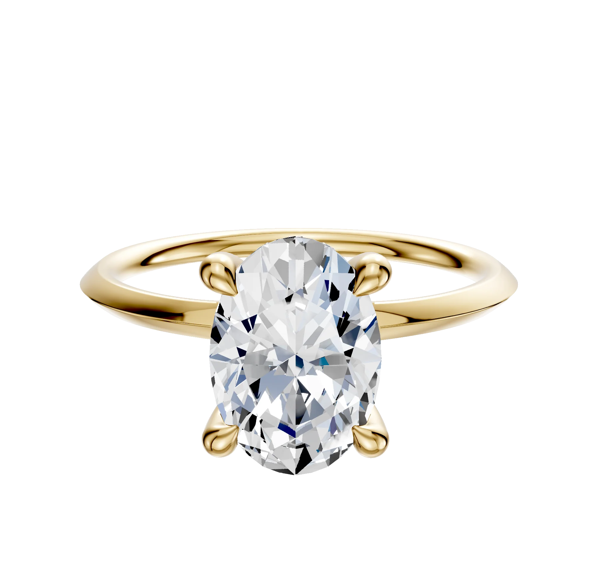 18K Yellow Gold 4 Prong Hidden Halo Classic Knife Edge 1.5mm Engagement Ring