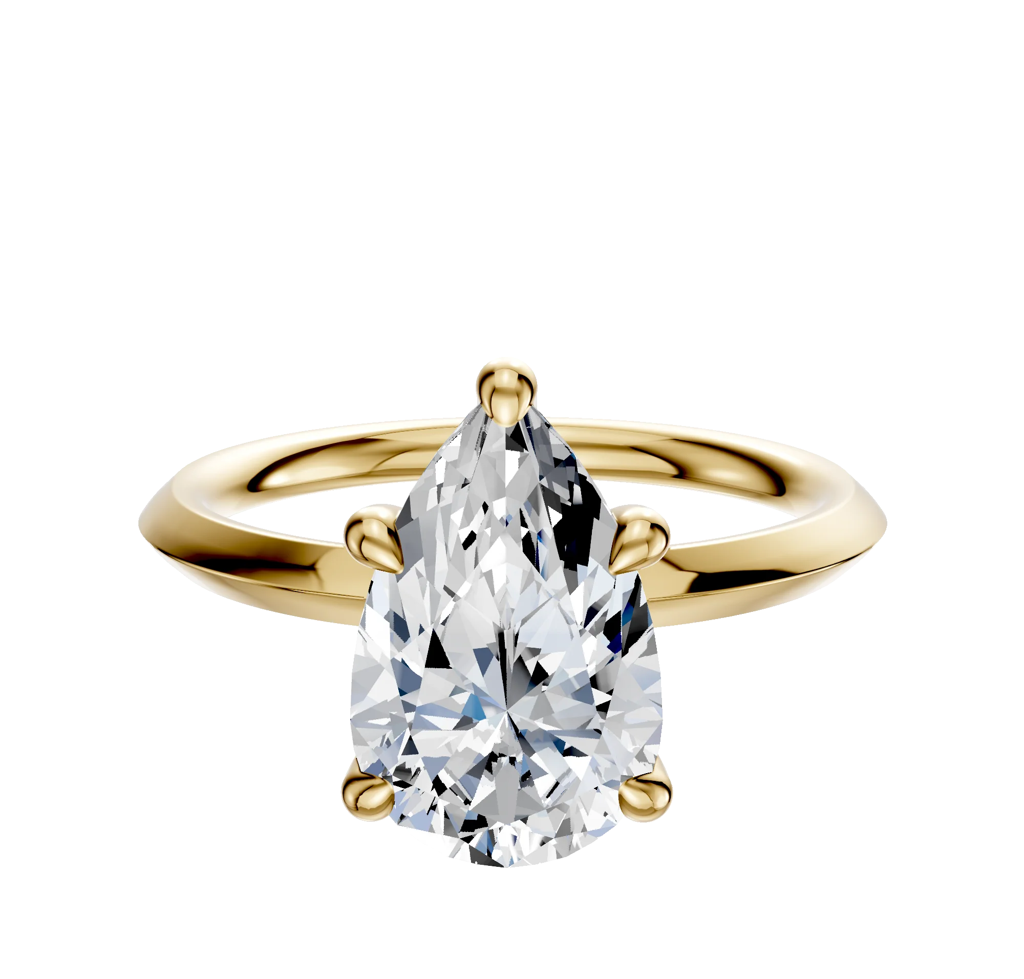 18K Yellow Gold 4 Prong Hidden Halo Classic Knife Edge 2.0mm Engagement Ring