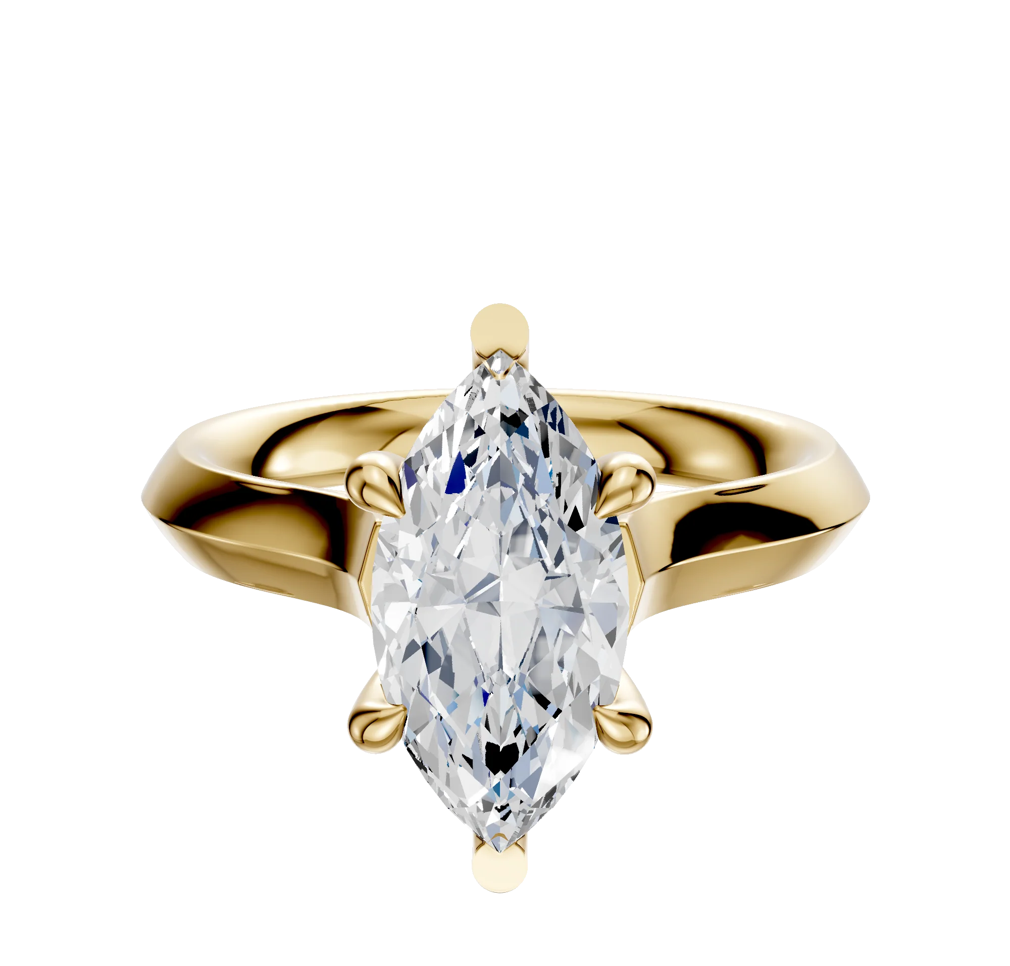 18K Yellow Gold 6 Prong Basket Cathedral Knife Edge 3.0mm Engagement Ring