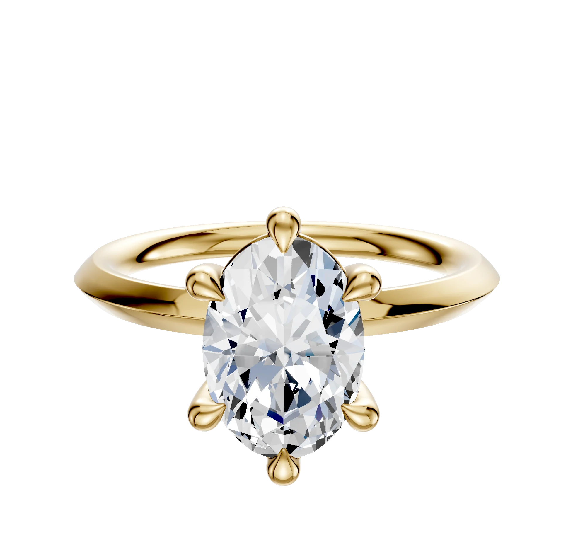 18K Yellow Gold 6 Prong Basket Classic Knife Edge 2.0mm Engagement Ring