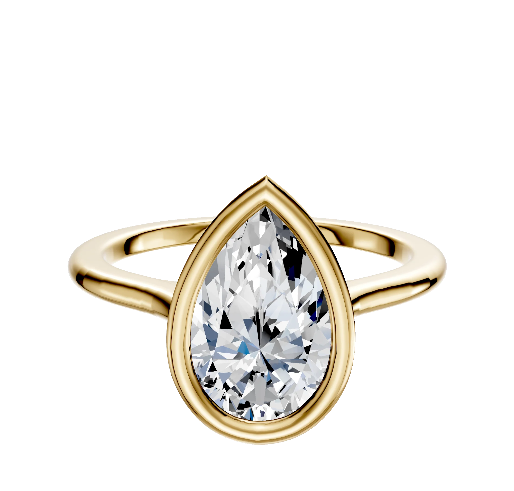 18K Yellow Gold Bezel Full Bezel East/West Cathedral Dome 1.5mm Engagement Ring