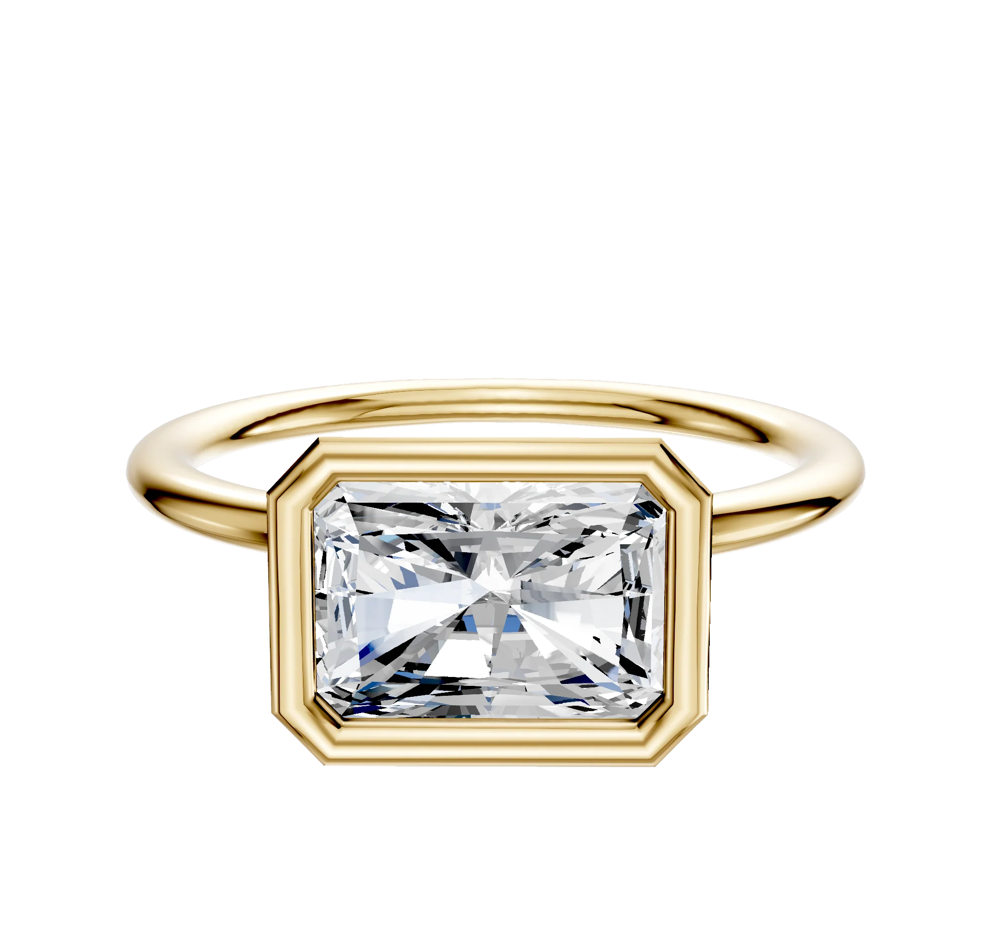 18K Yellow Gold Bezel Full Bezel East/West Classic Dome 1.5mm Engagement Ring