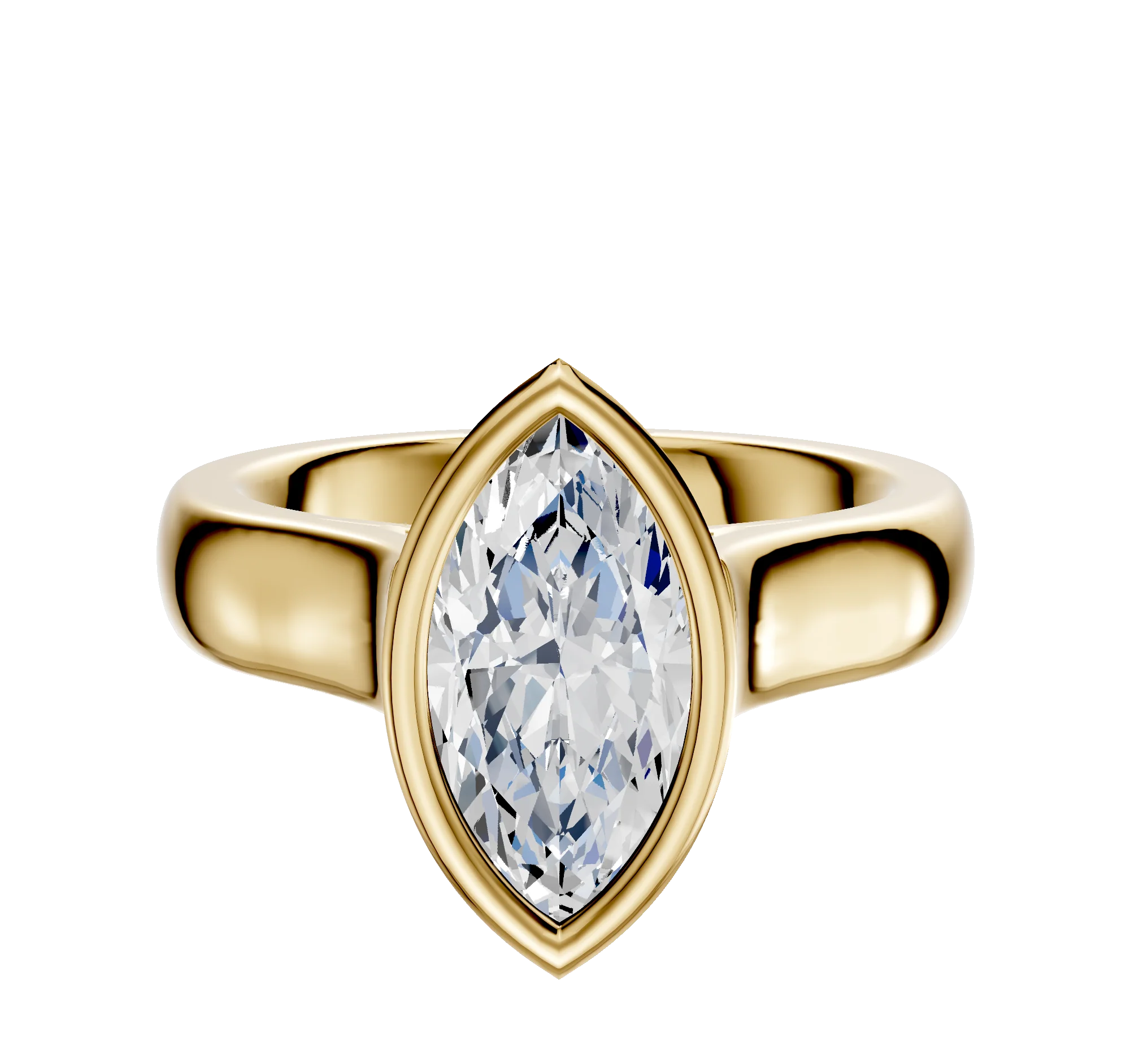 18K Yellow Gold Bezel Full Bezel North/South Cathedral Dome 4.0mm Engagement Ring