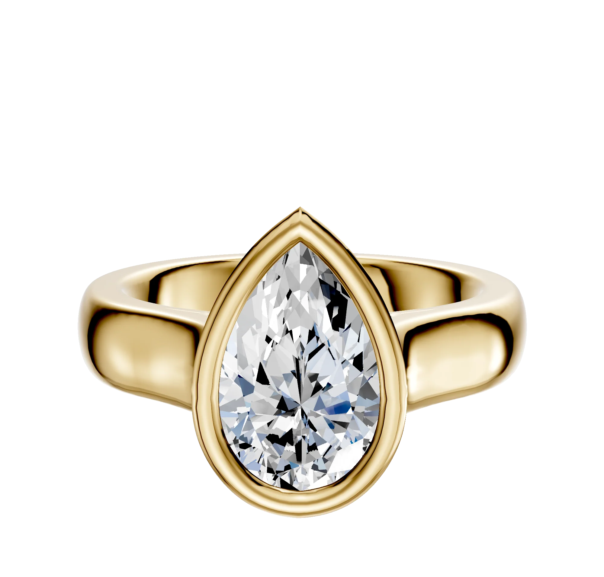 18K Yellow Gold Bezel Full Bezel North/South Cathedral Dome 4.0mm Engagement Ring