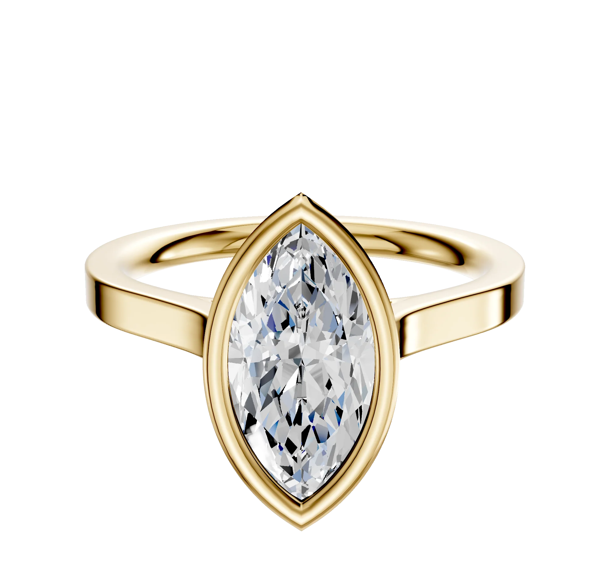 18K Yellow Gold Bezel Full Bezel North/South Cathedral Flat 2.0mm Engagement Ring