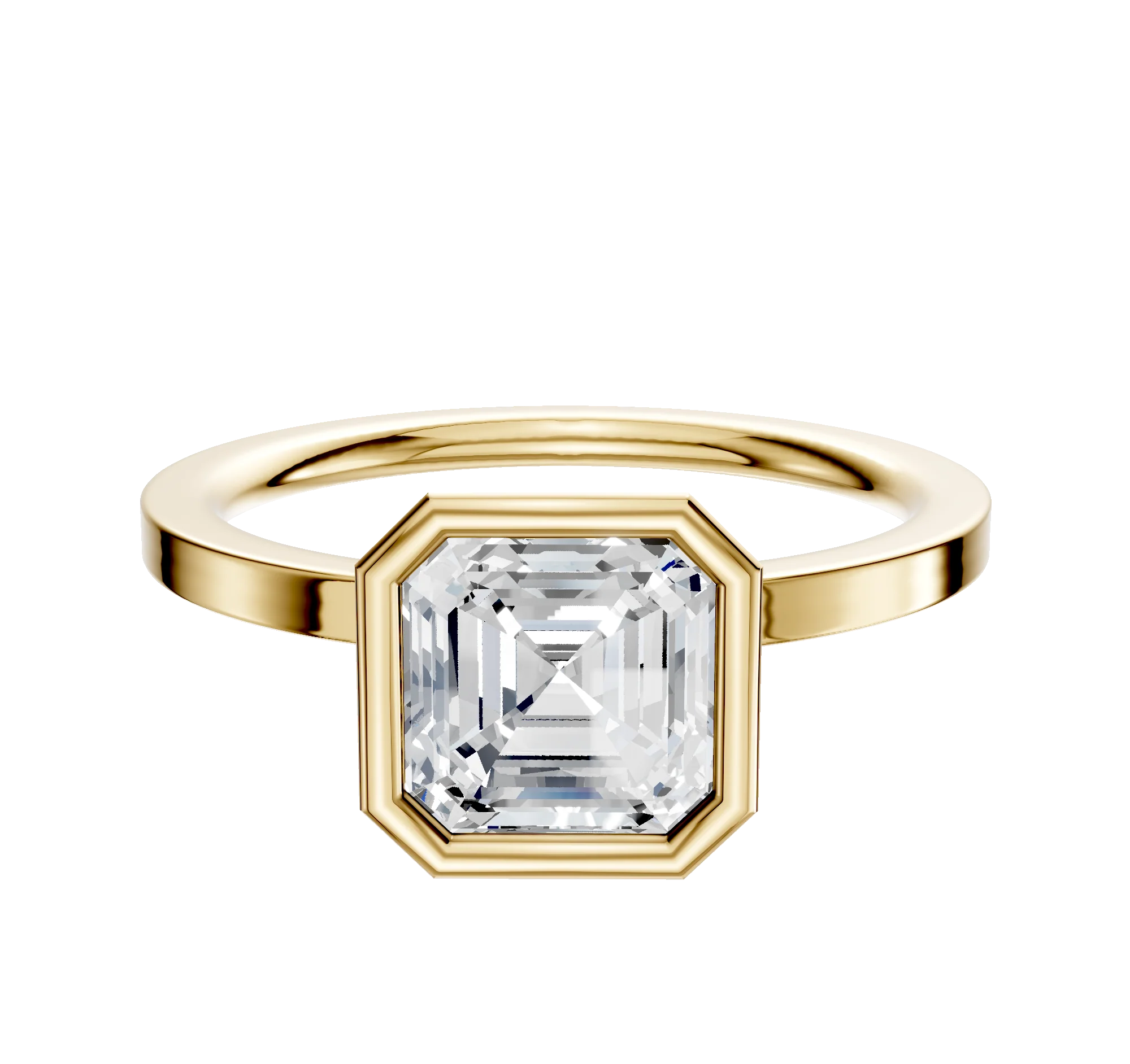 18K Yellow Gold Bezel Full Bezel North/South Classic Flat 1.5mm Engagement Ring