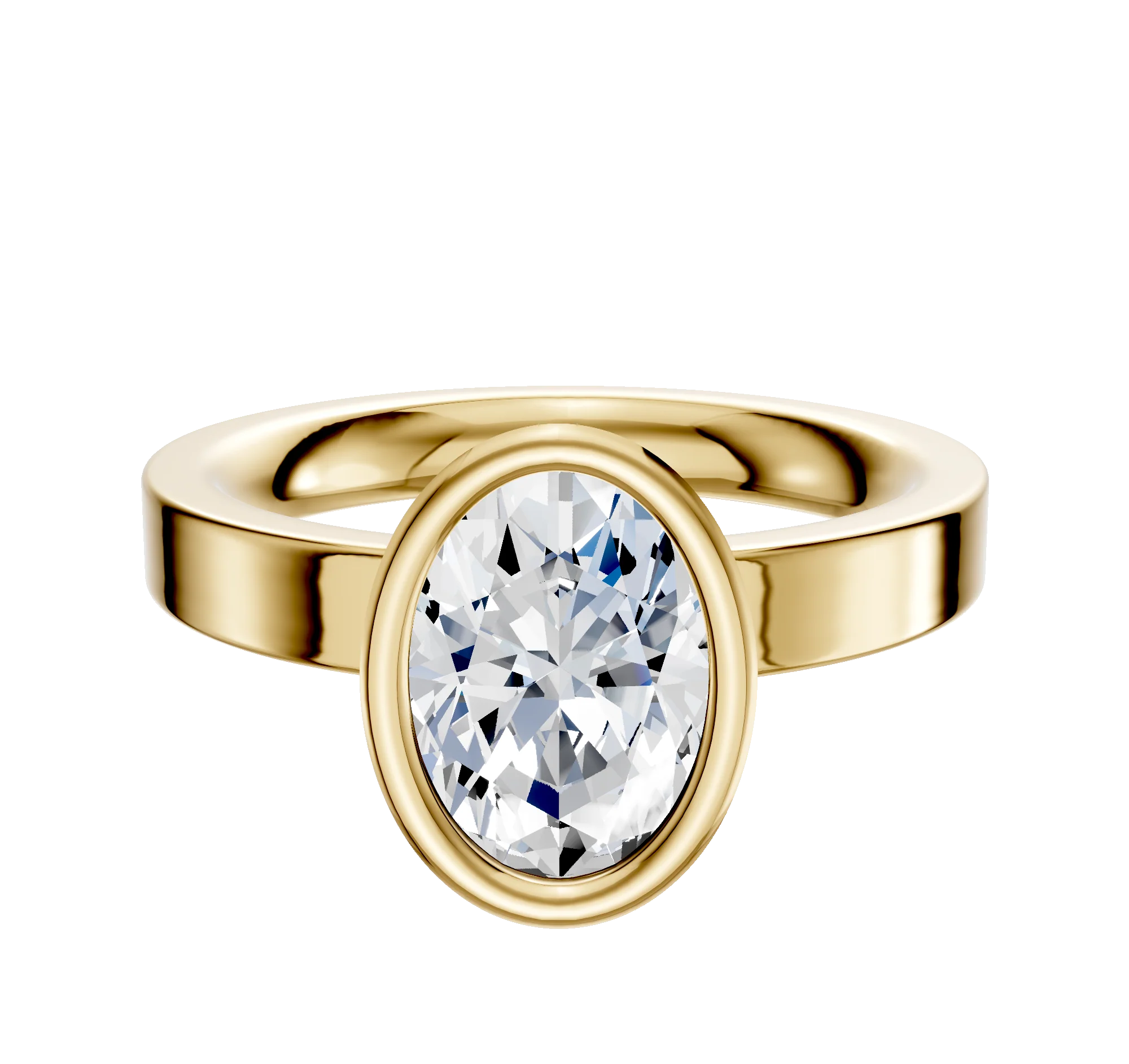 18K Yellow Gold Bezel Full Bezel North/South Classic Flat 3.0mm Engagement Ring