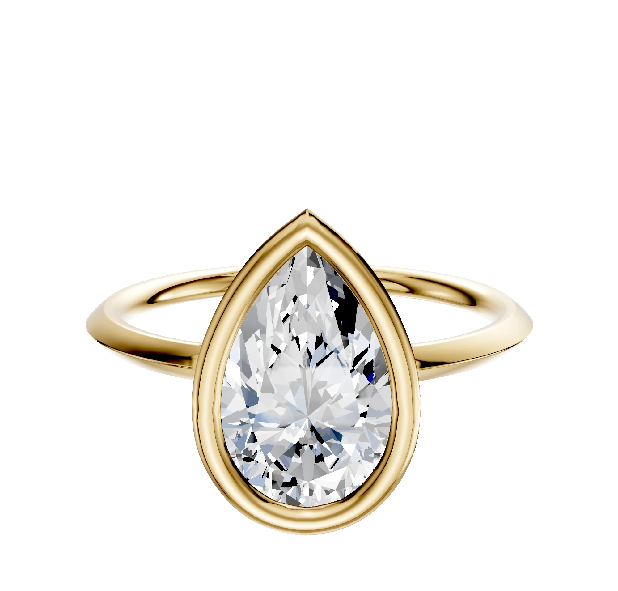 18K Yellow Gold Bezel Full Bezel North/South Classic Knife Edge 1.5mm Engagement Ring